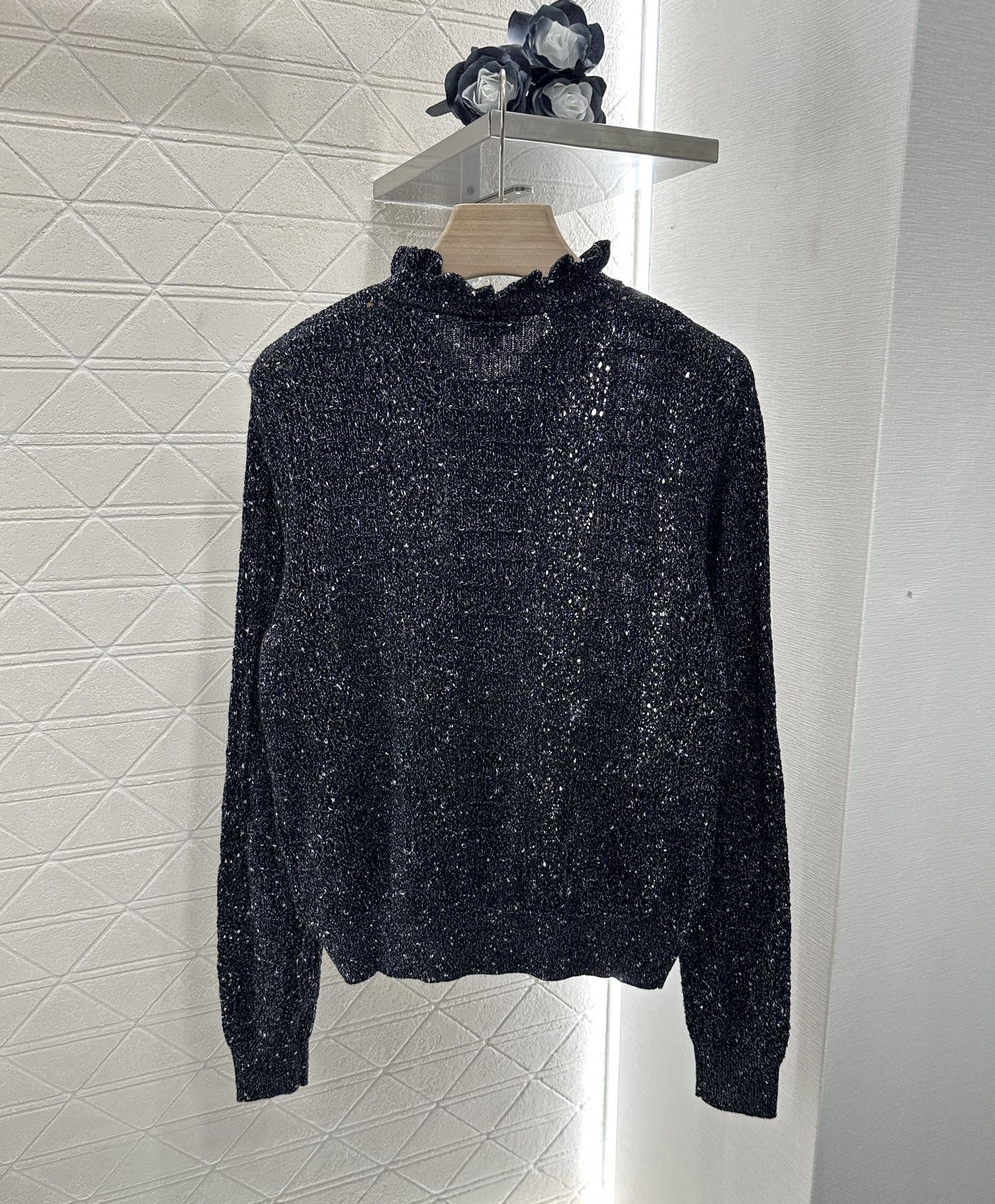 C*♥2025 new product Lace hollow knitted cardigan