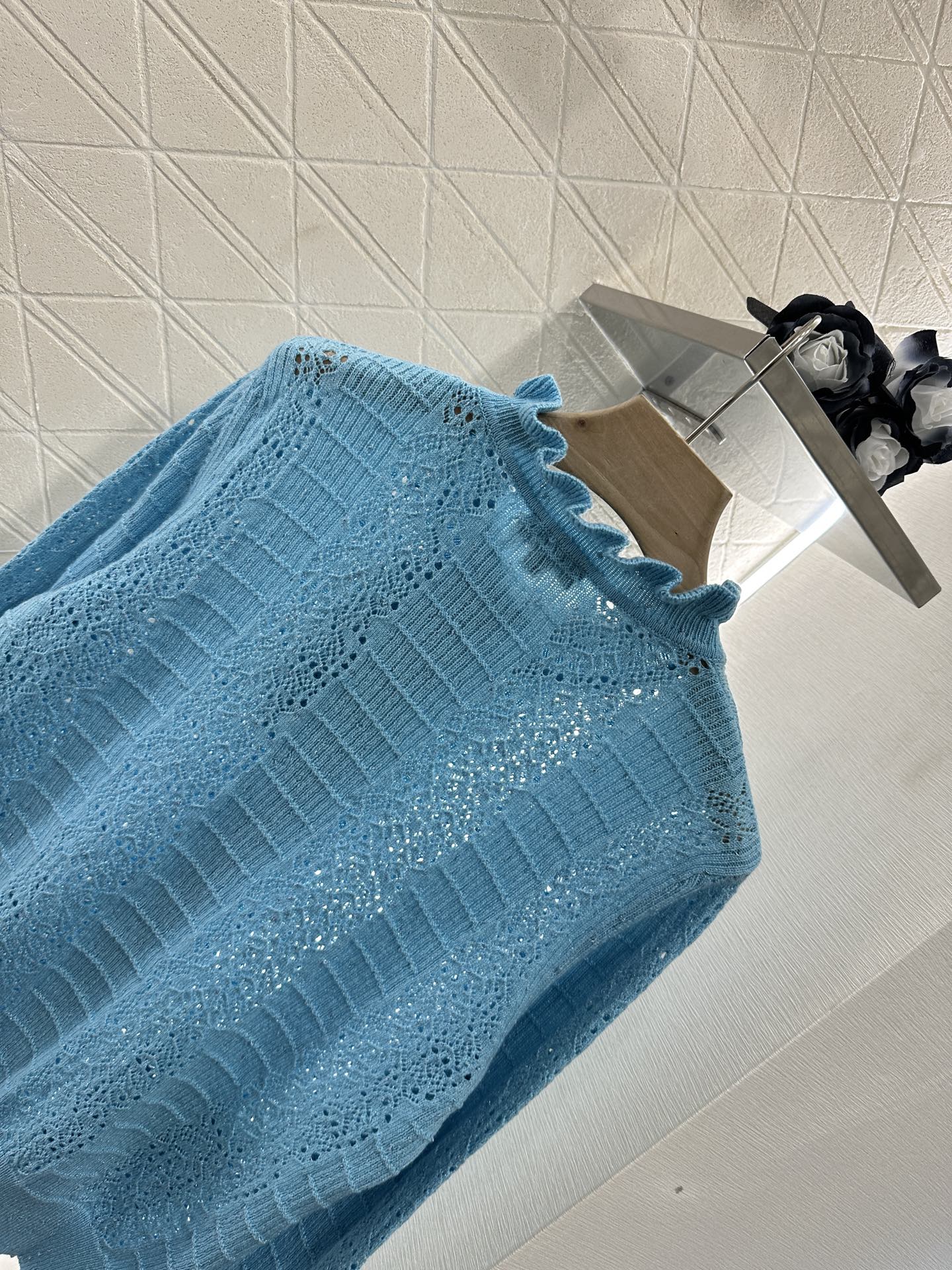 C*♥2025 new product Lace hollow knitted cardigan