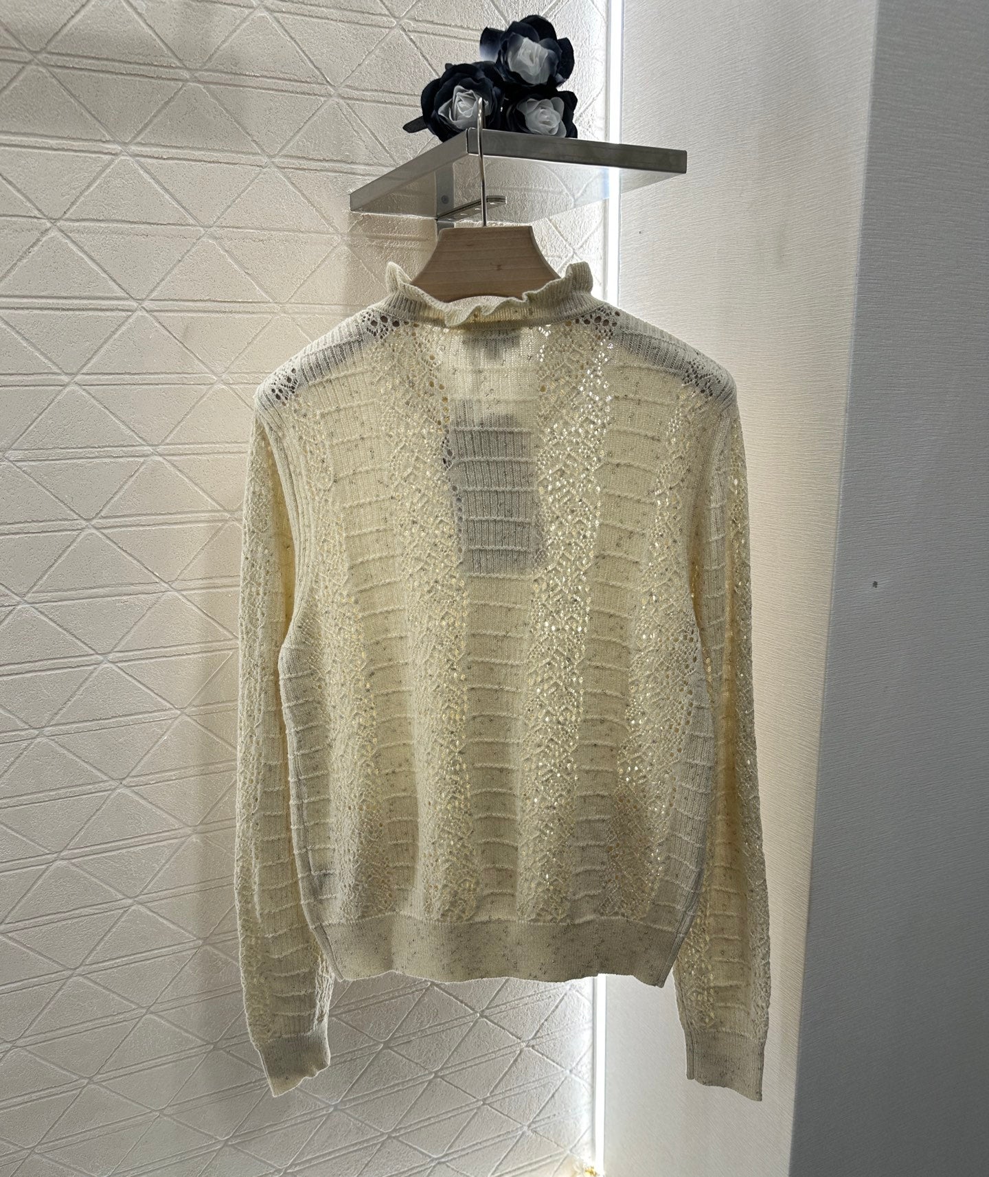 C*♥2025 new product Lace hollow knitted cardigan