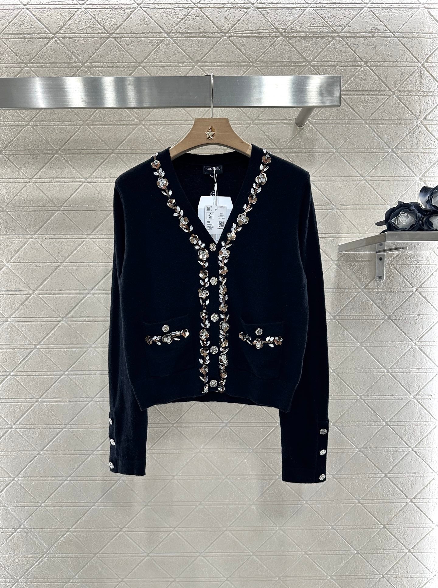 C*♥2024 new product Beaded flower knitted cardigan