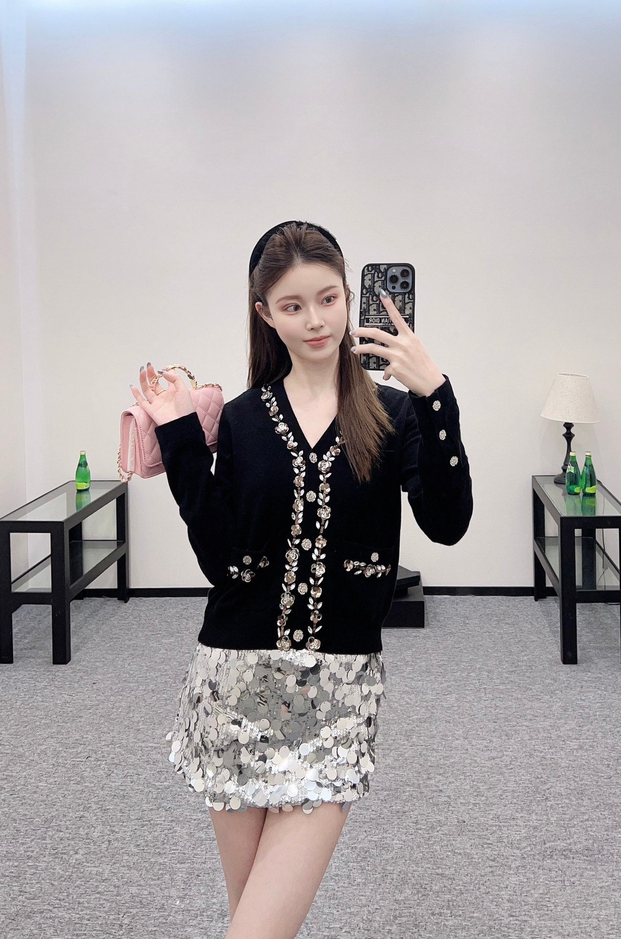 C*♥2024 new product Beaded flower knitted cardigan