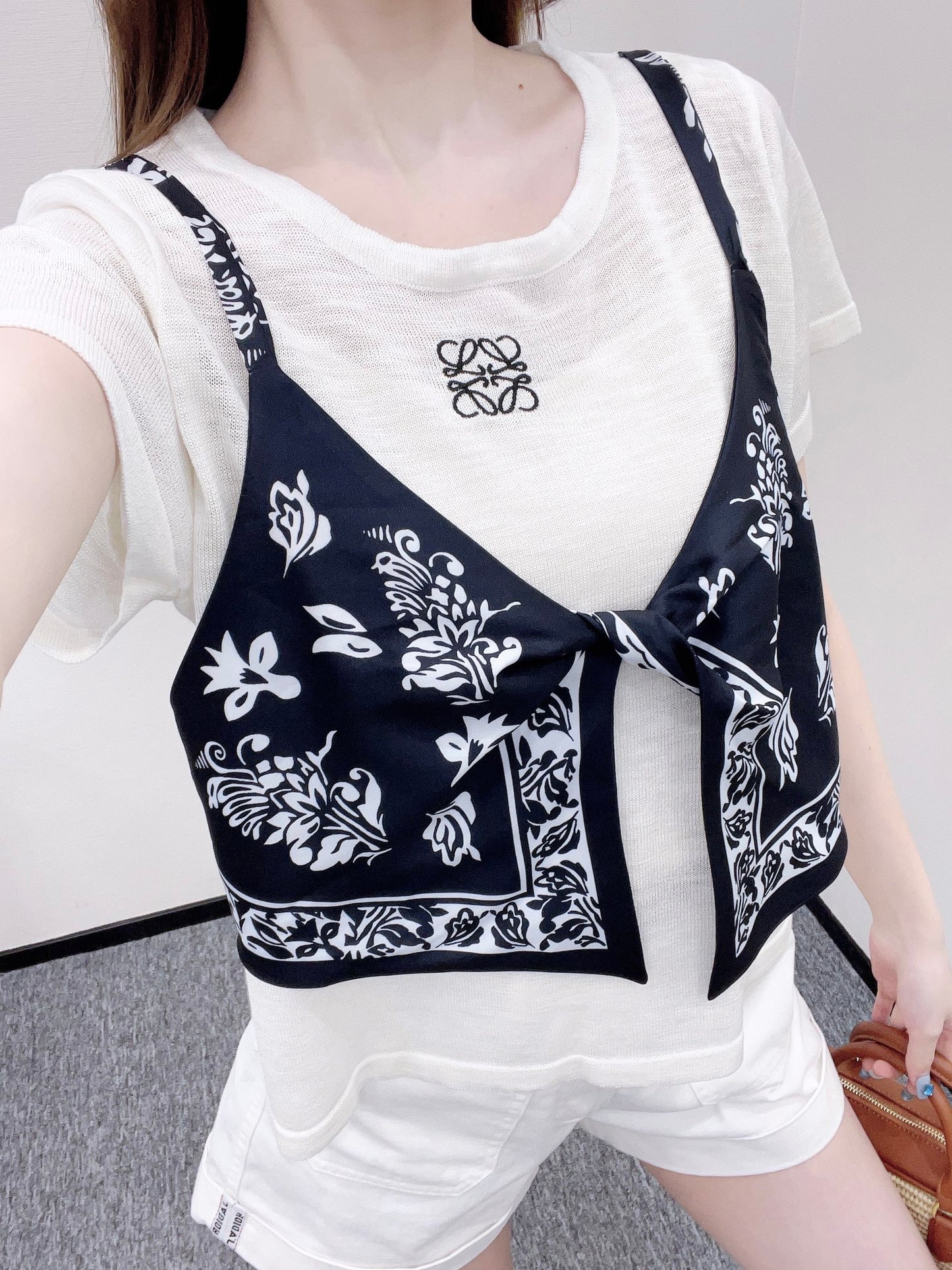 L*♥2025 new product Printed knitted top