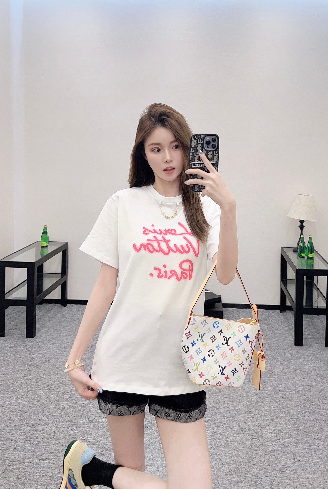 L*β₯2025 new product Chain round neck print πππ