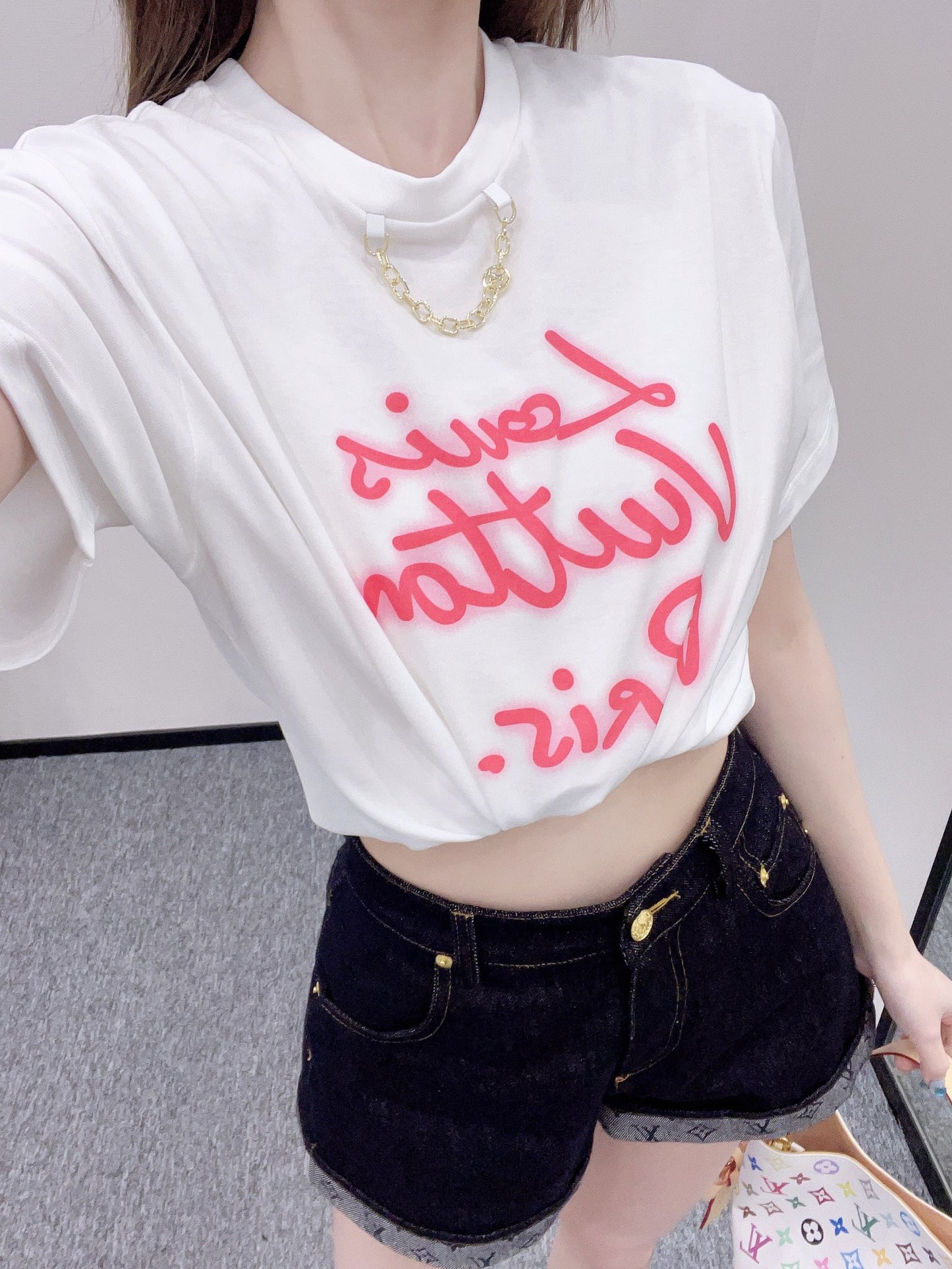 L*β₯2025 new product Chain round neck print πππ