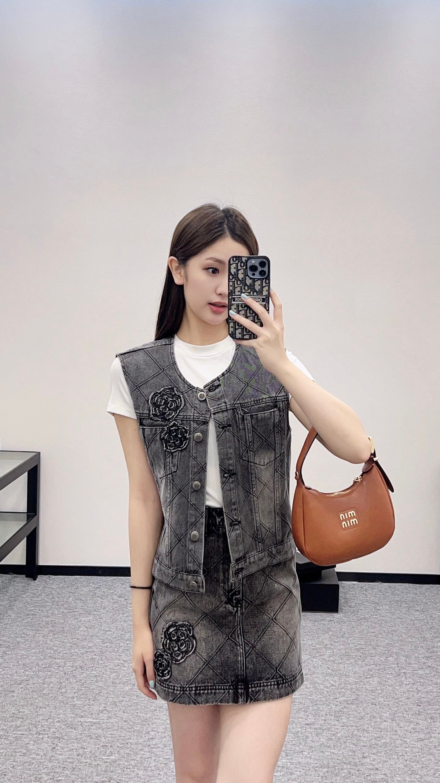 C*♥2025 new products Denim vest and short skirt set