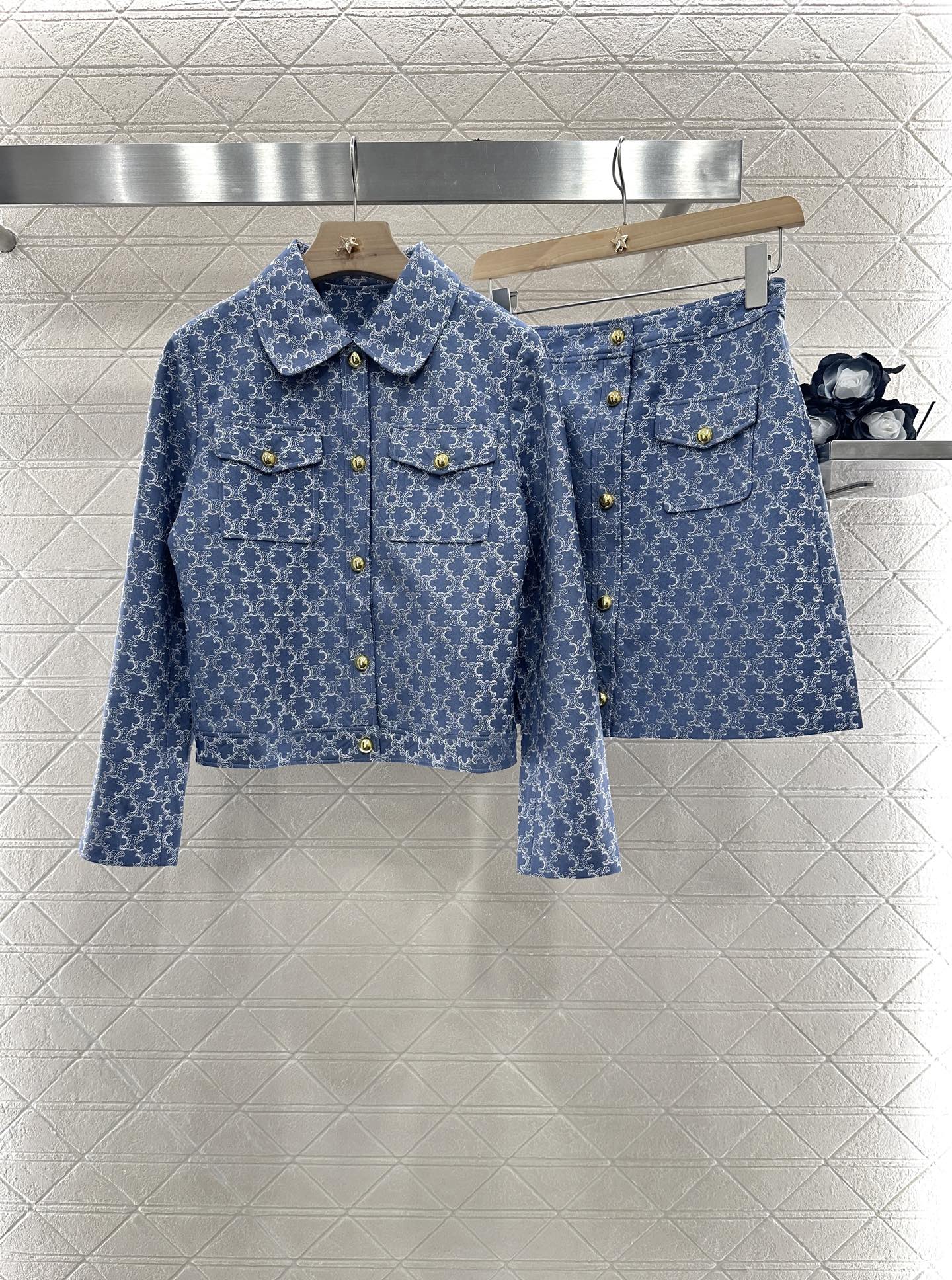C*♥2025 new product Embroidered jacket and skirt set