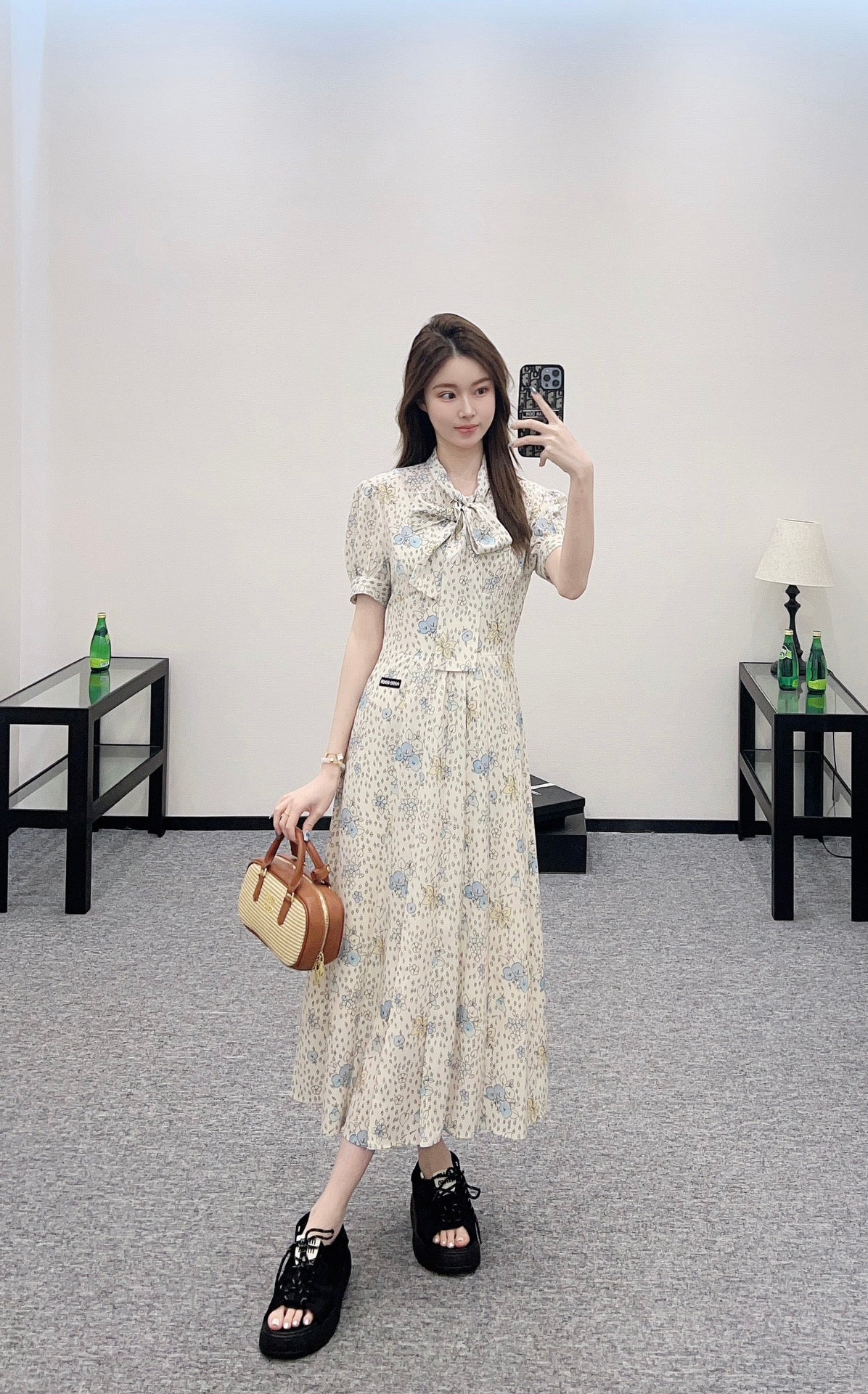 Mi*mi*♥2025 new product Floral retro dress