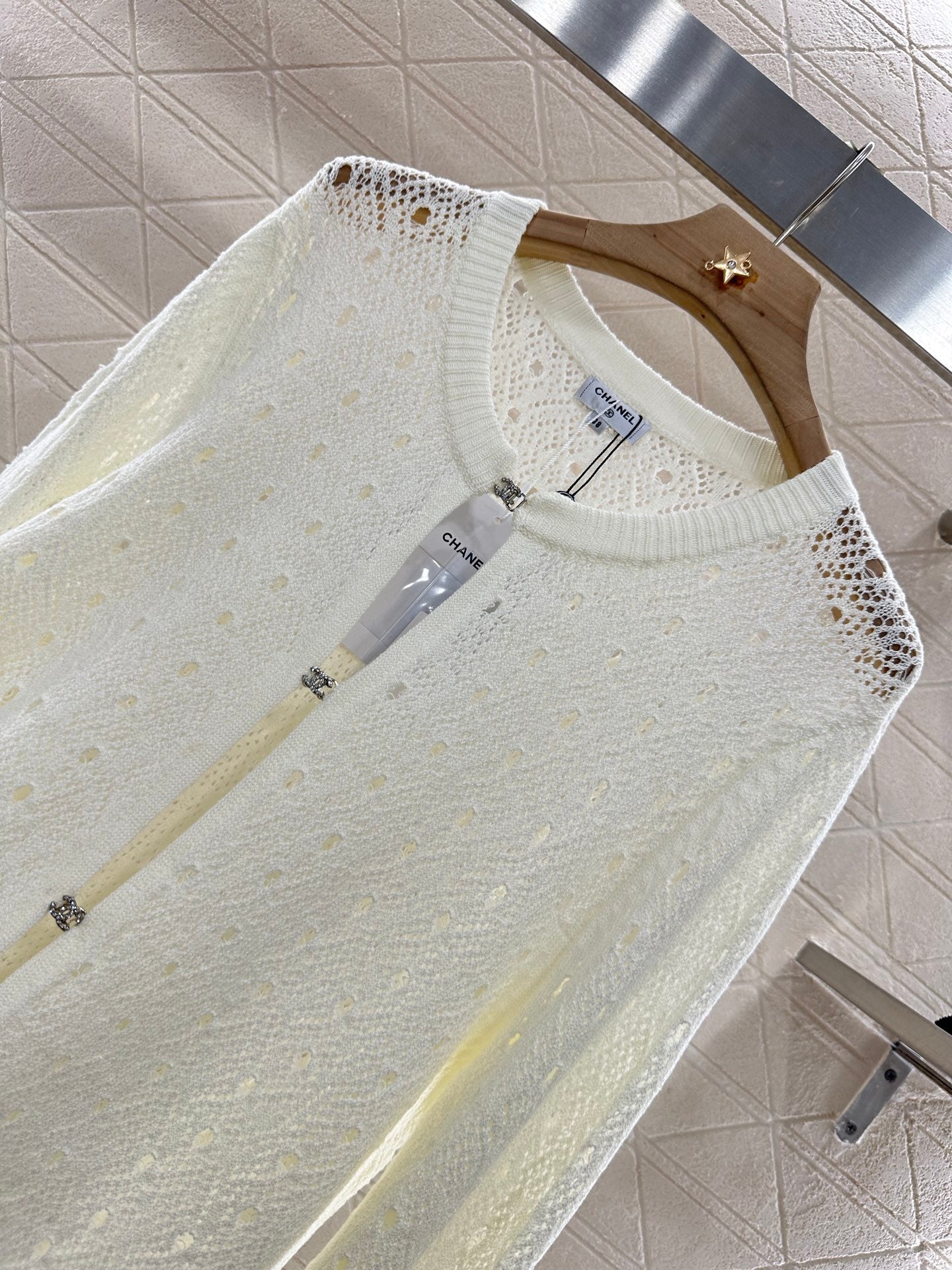 C*♥2025 new product Hollow rhinestone cardigan