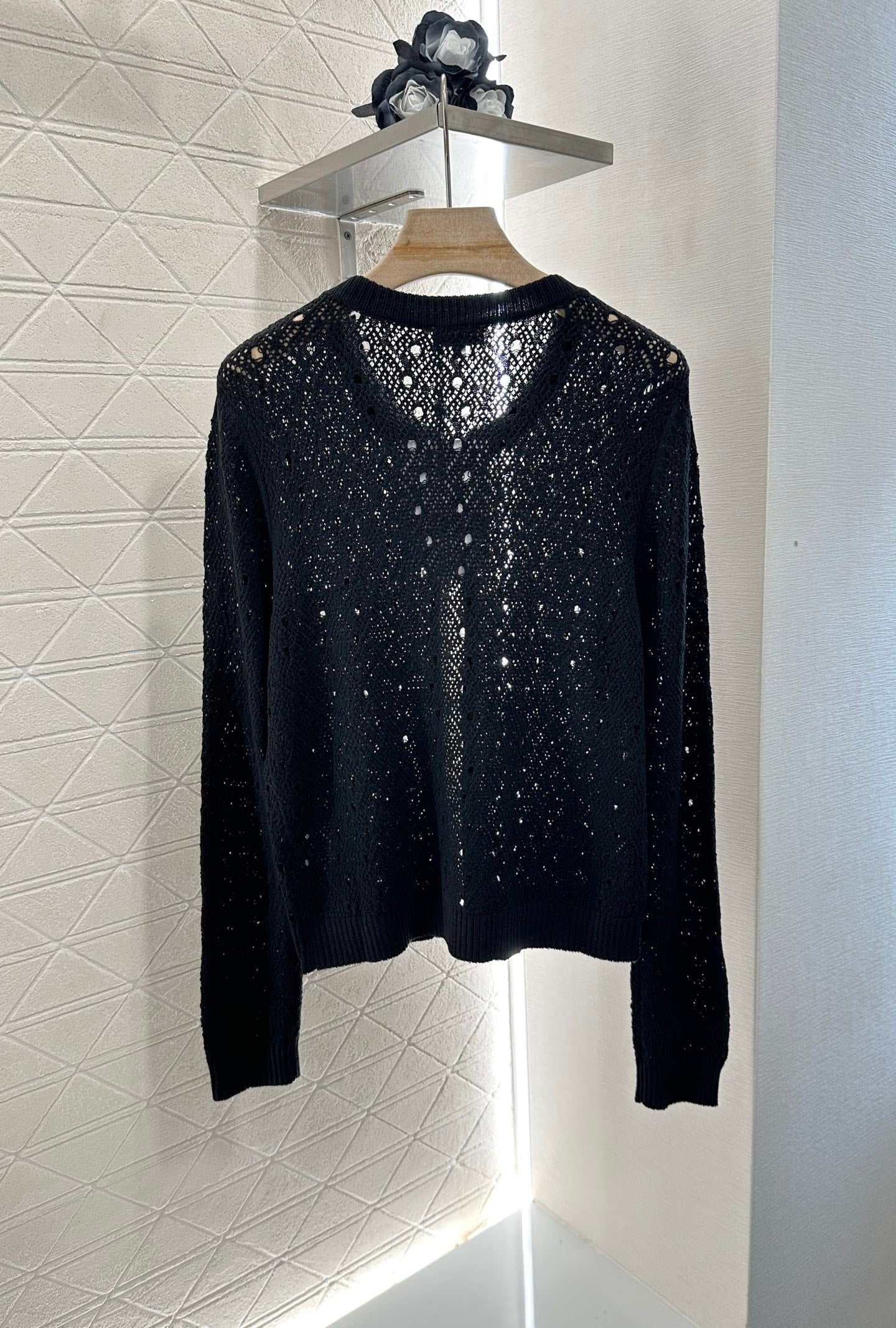 C*♥2025 new product Hollow rhinestone cardigan