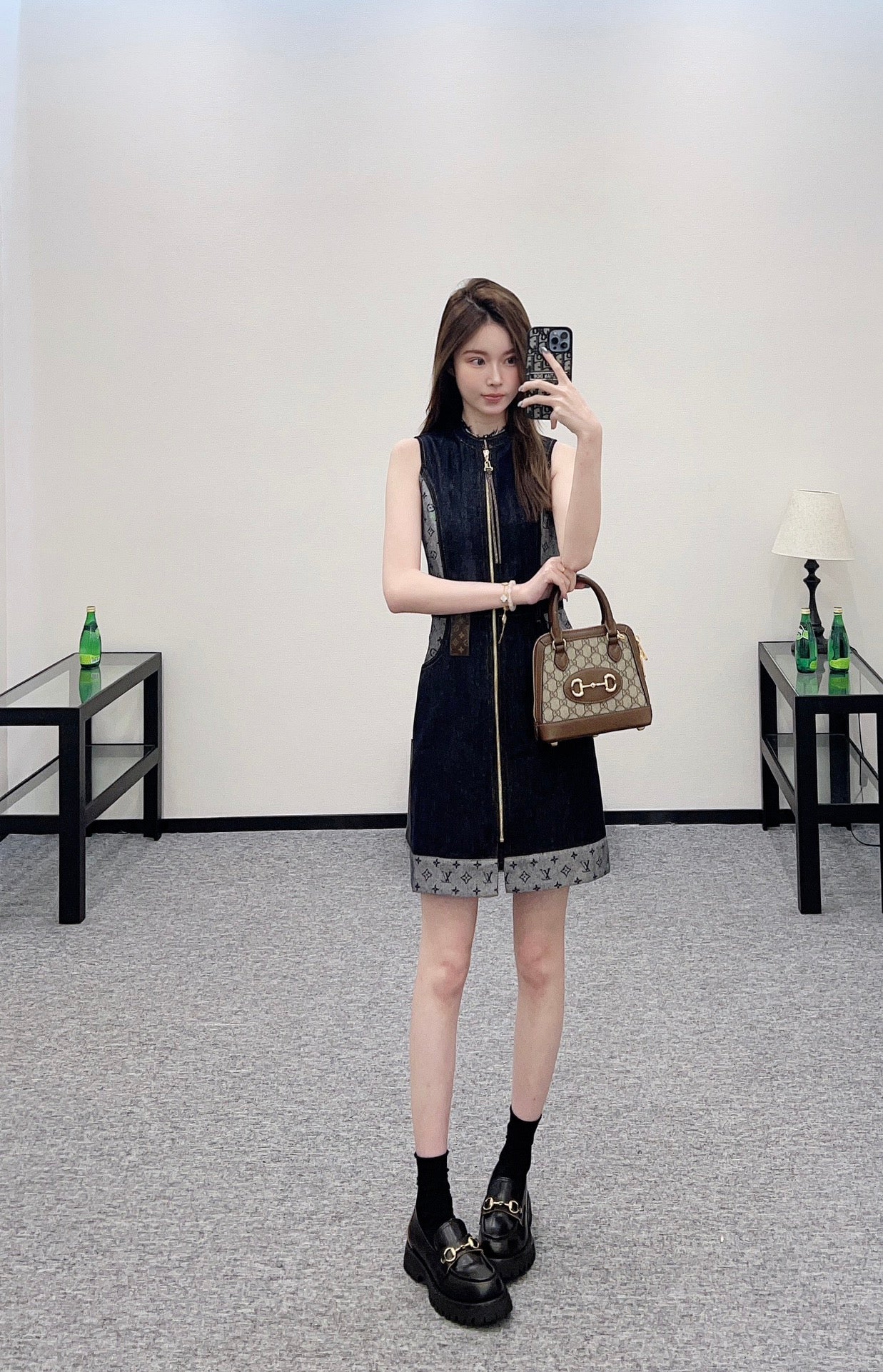 Louis *♥2025 new product Jacquard leather vest skirt