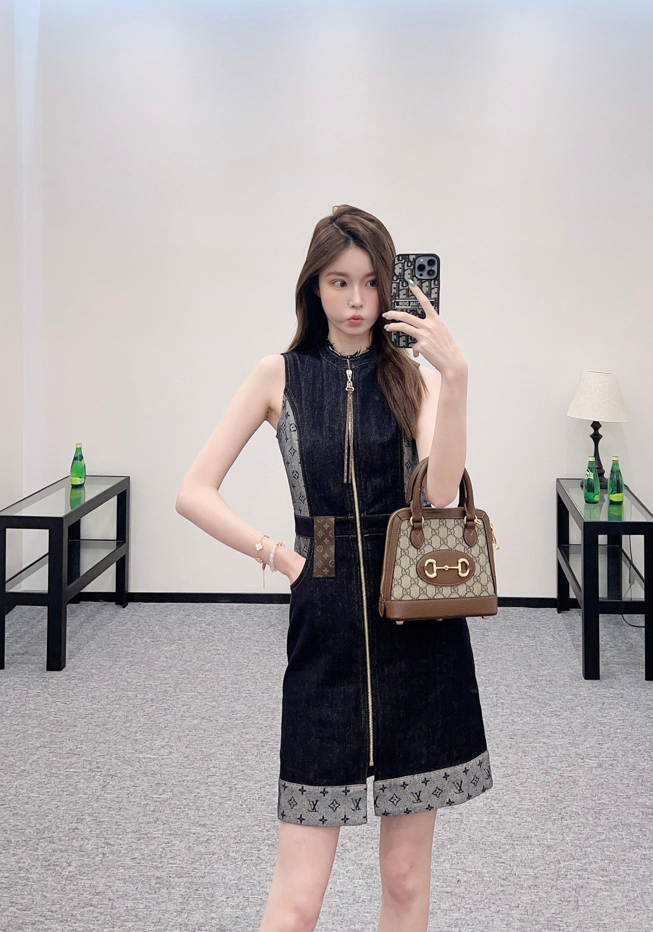 Louis *♥2025 new product Jacquard leather vest skirt