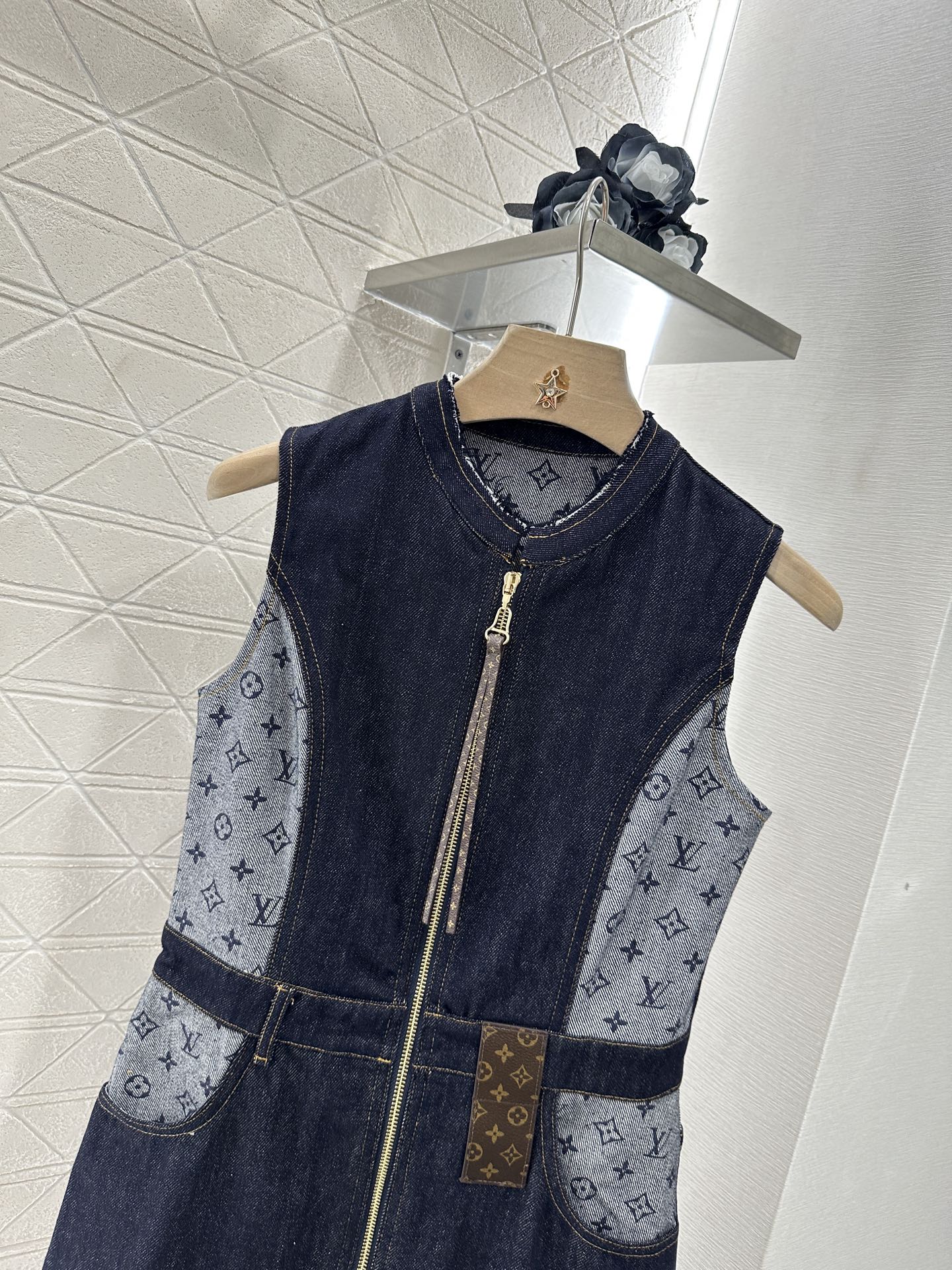 Louis *♥2025 new product Jacquard leather vest skirt