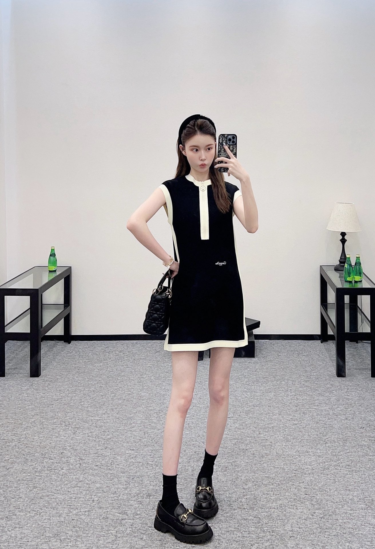 D*♥2025 new product Black and white vest dress