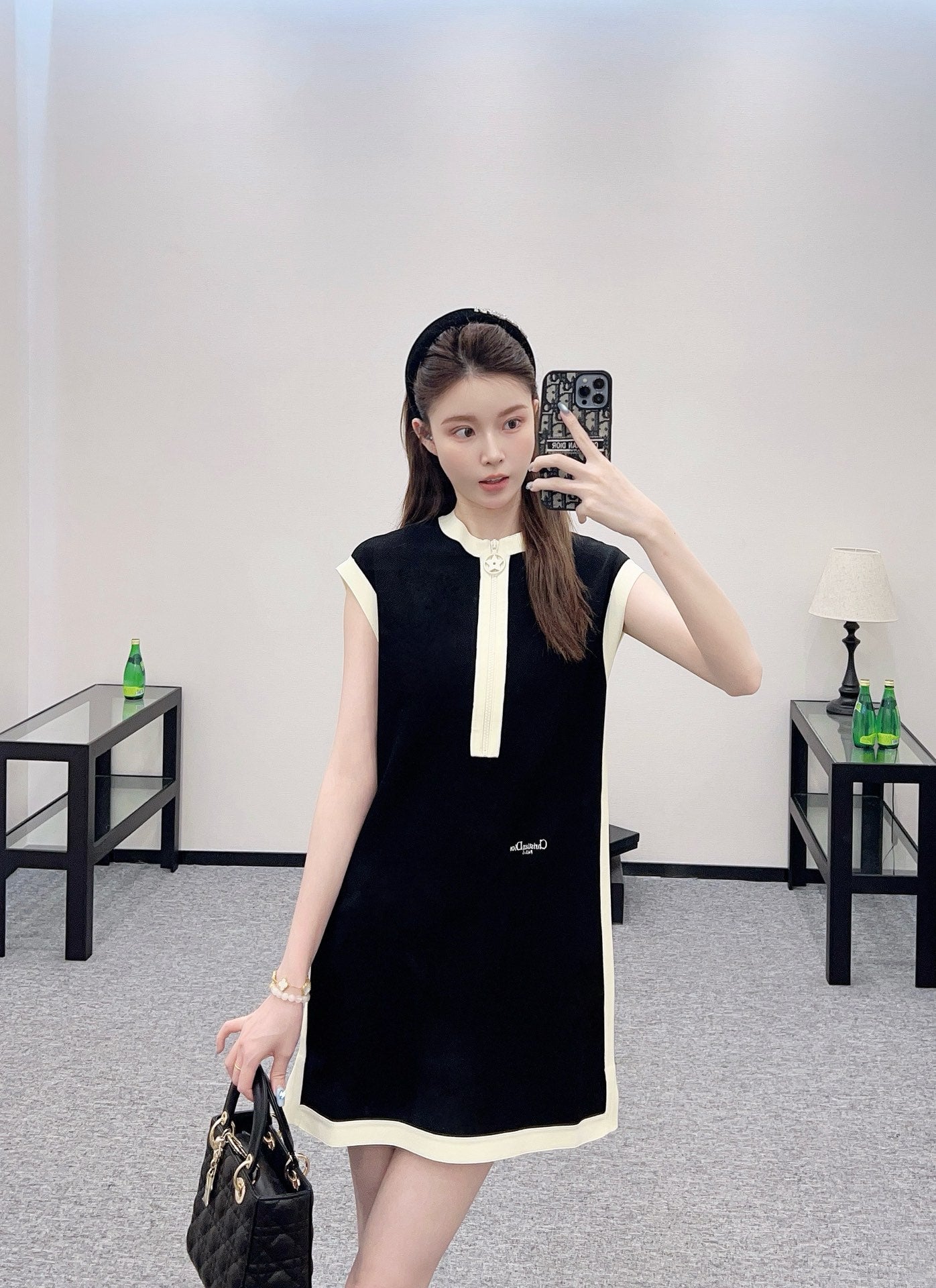 D*♥2025 new product Black and white vest dress