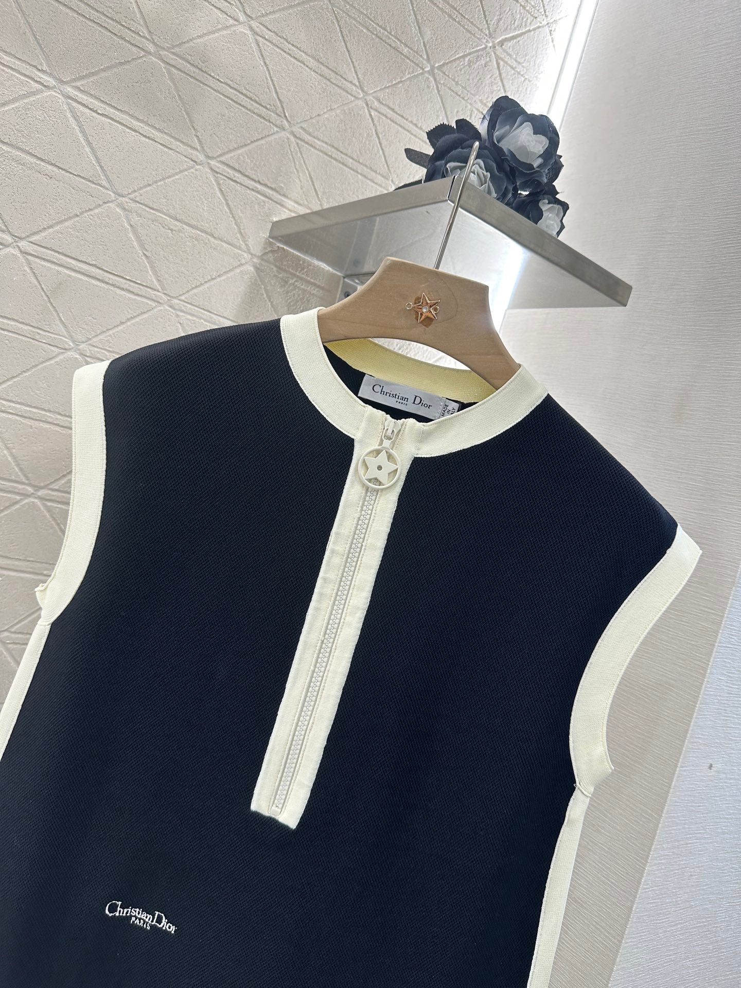 D*♥2025 new product Black and white vest dress