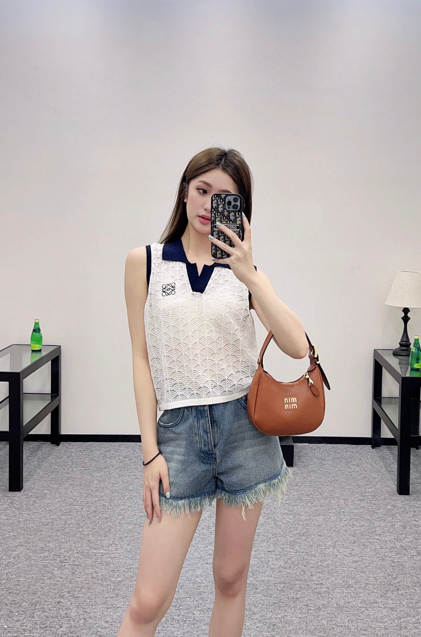 L*♥2025 new product Hollow knitted vest