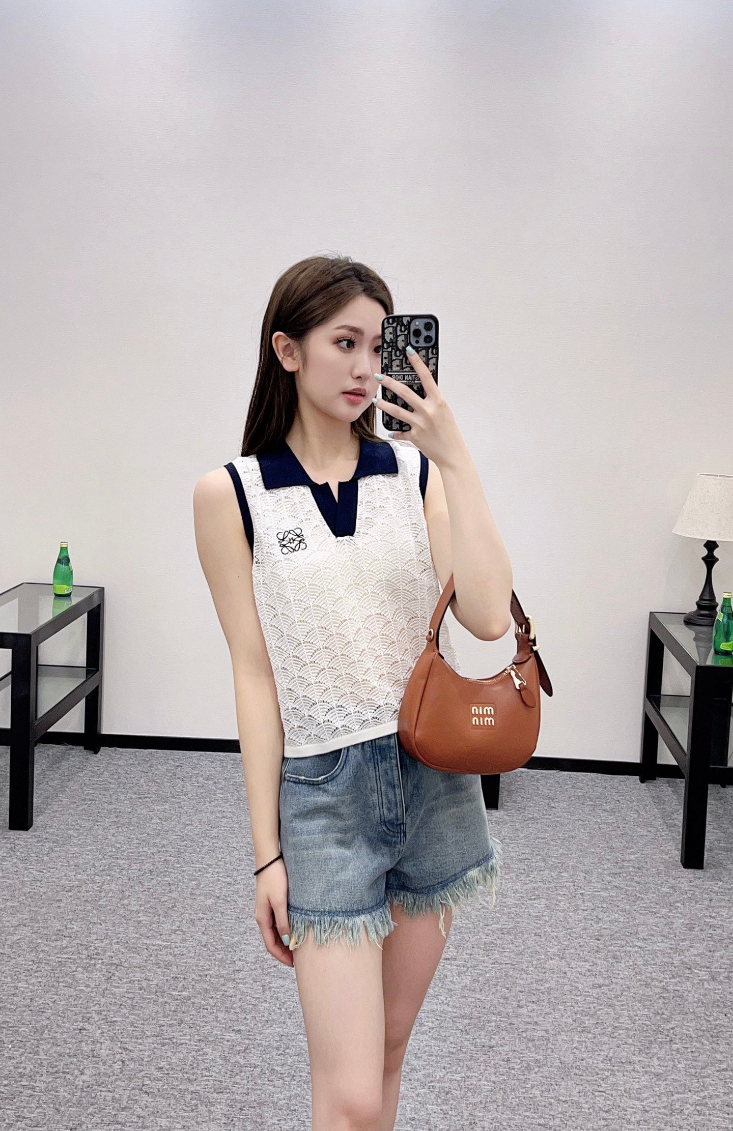 L*♥2025 new product Hollow knitted vest