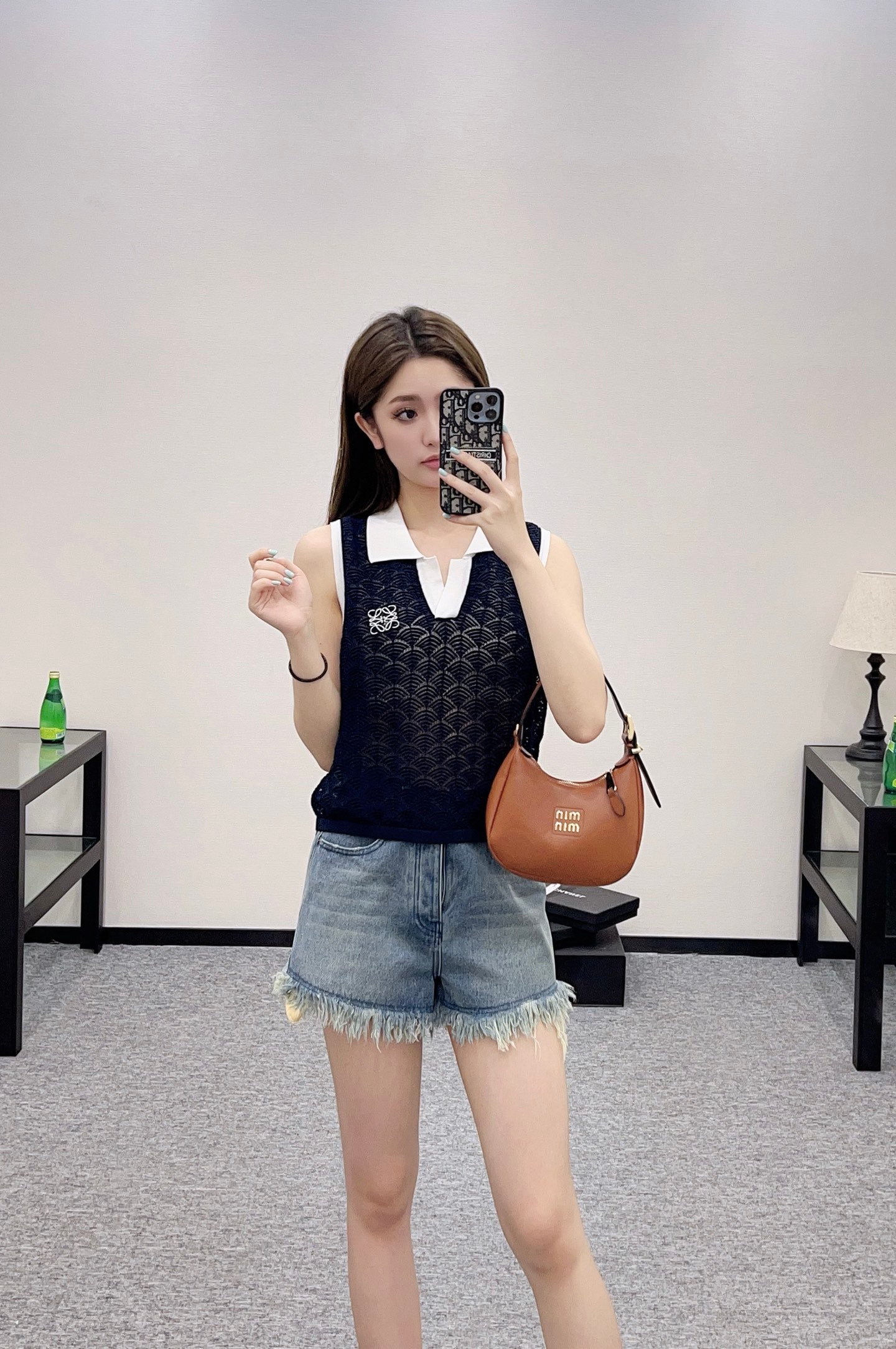 L*♥2025 new product Hollow knitted vest