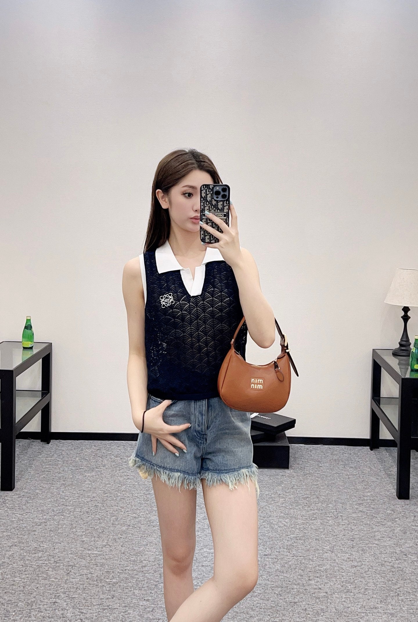 L*♥2025 new product Hollow knitted vest