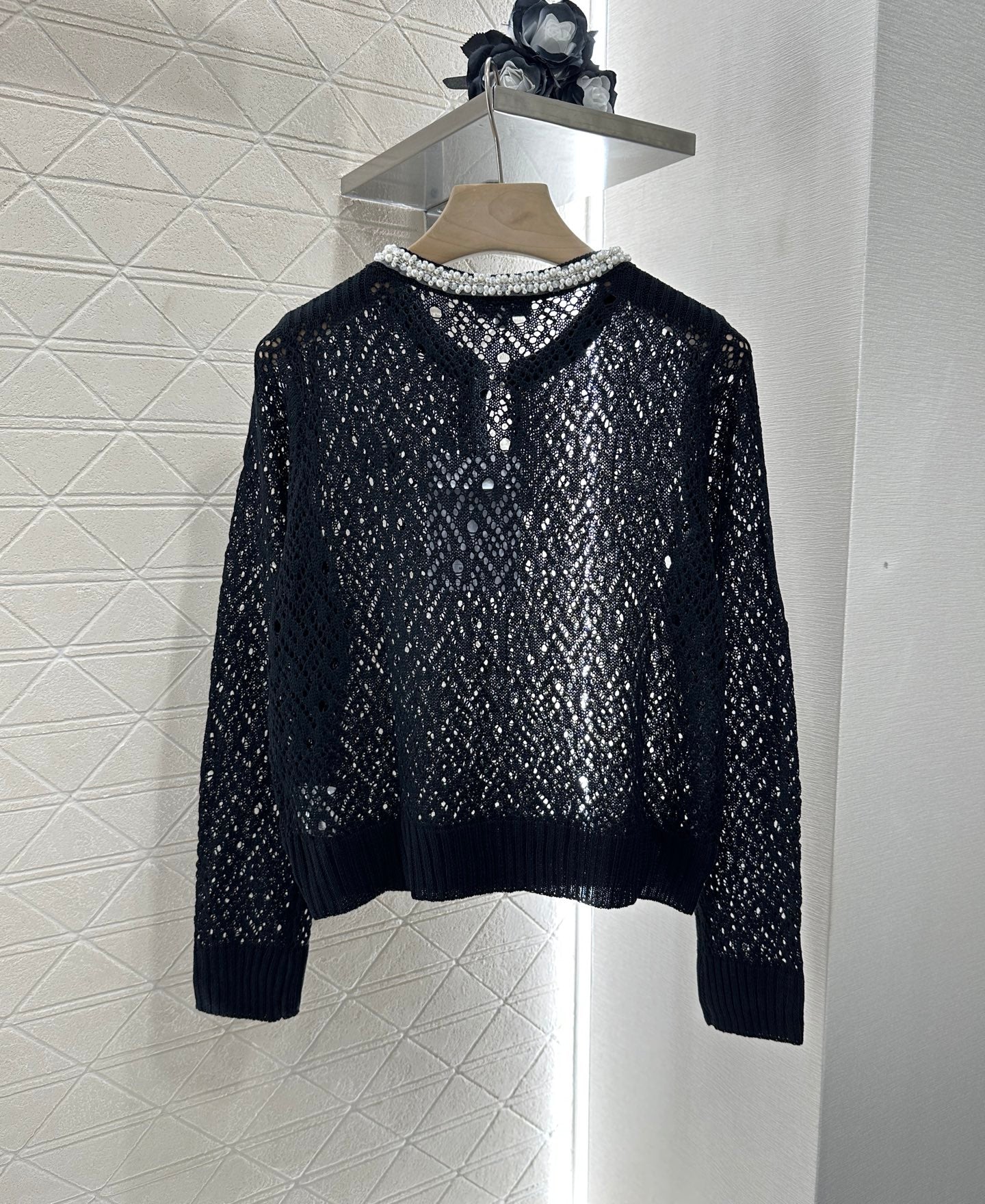 C*♥2025 new product Pearl hollow long sleeves