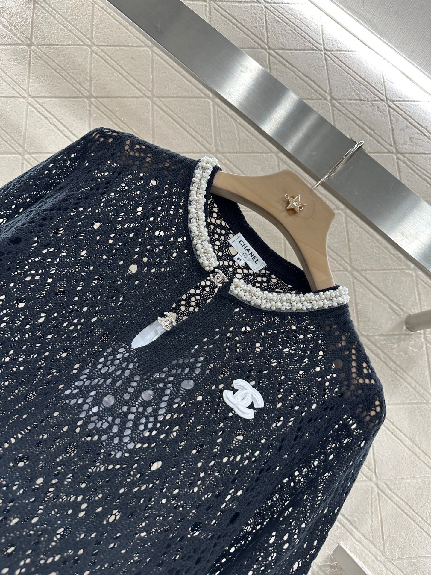 C*♥2025 new product Pearl hollow long sleeves