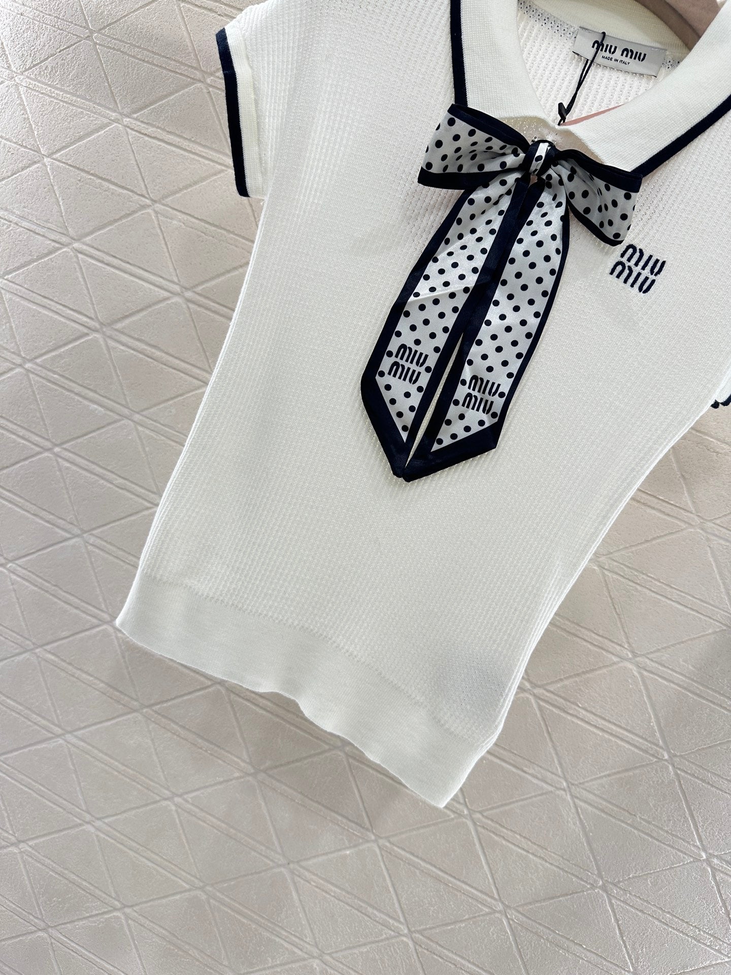 Mi*mi*♥2025 new product Bow knitted short sleeves