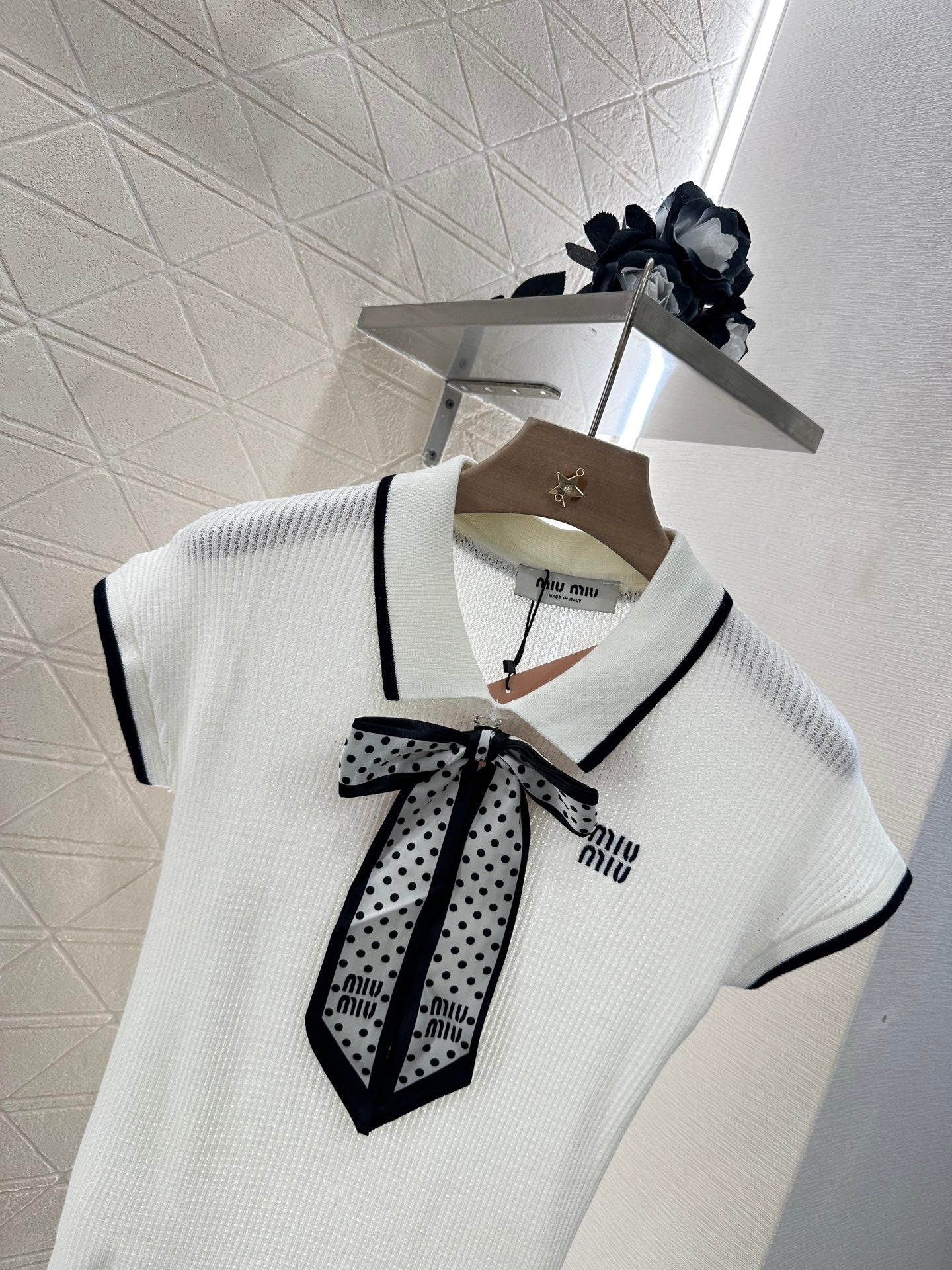 Mi*mi*♥2025 new product Bow knitted short sleeves