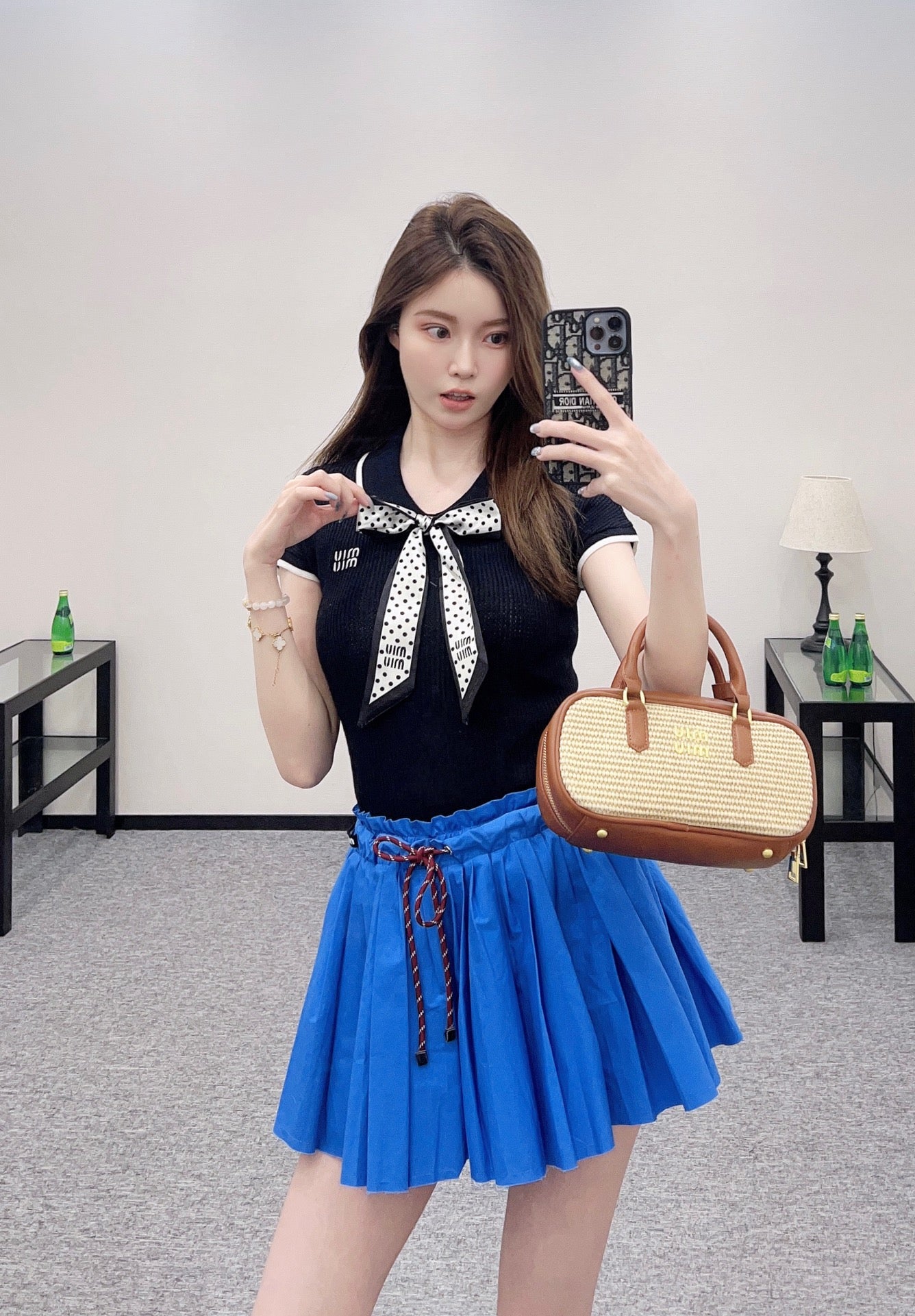 Mi*mi*♥2025 new product Bow knitted short sleeves