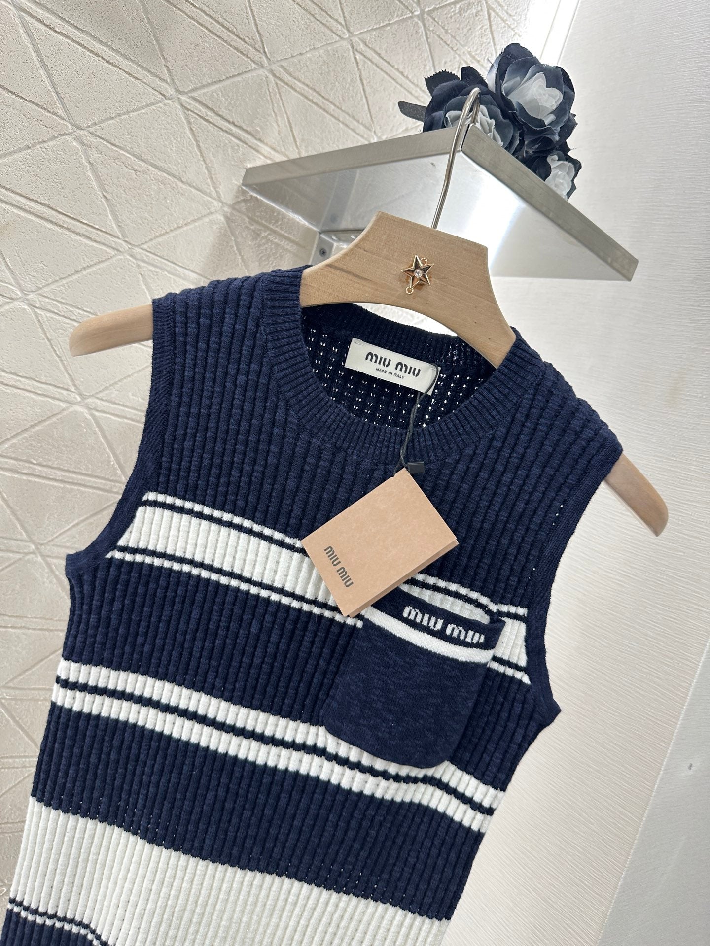 Mi*mi*♥2025 new product Striped knitted vest