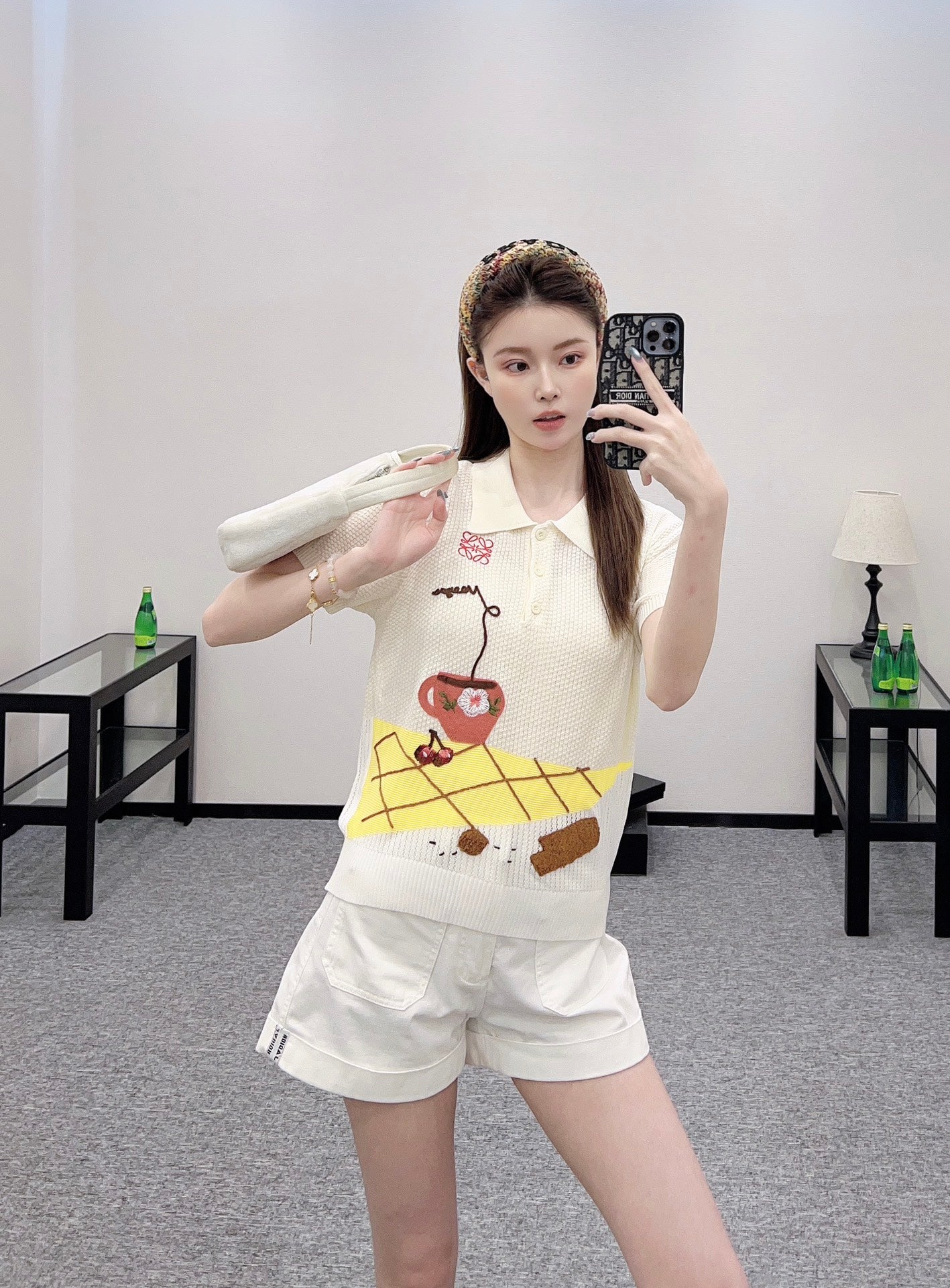 L*♥2025 new product Embroidered knitted short sleeves