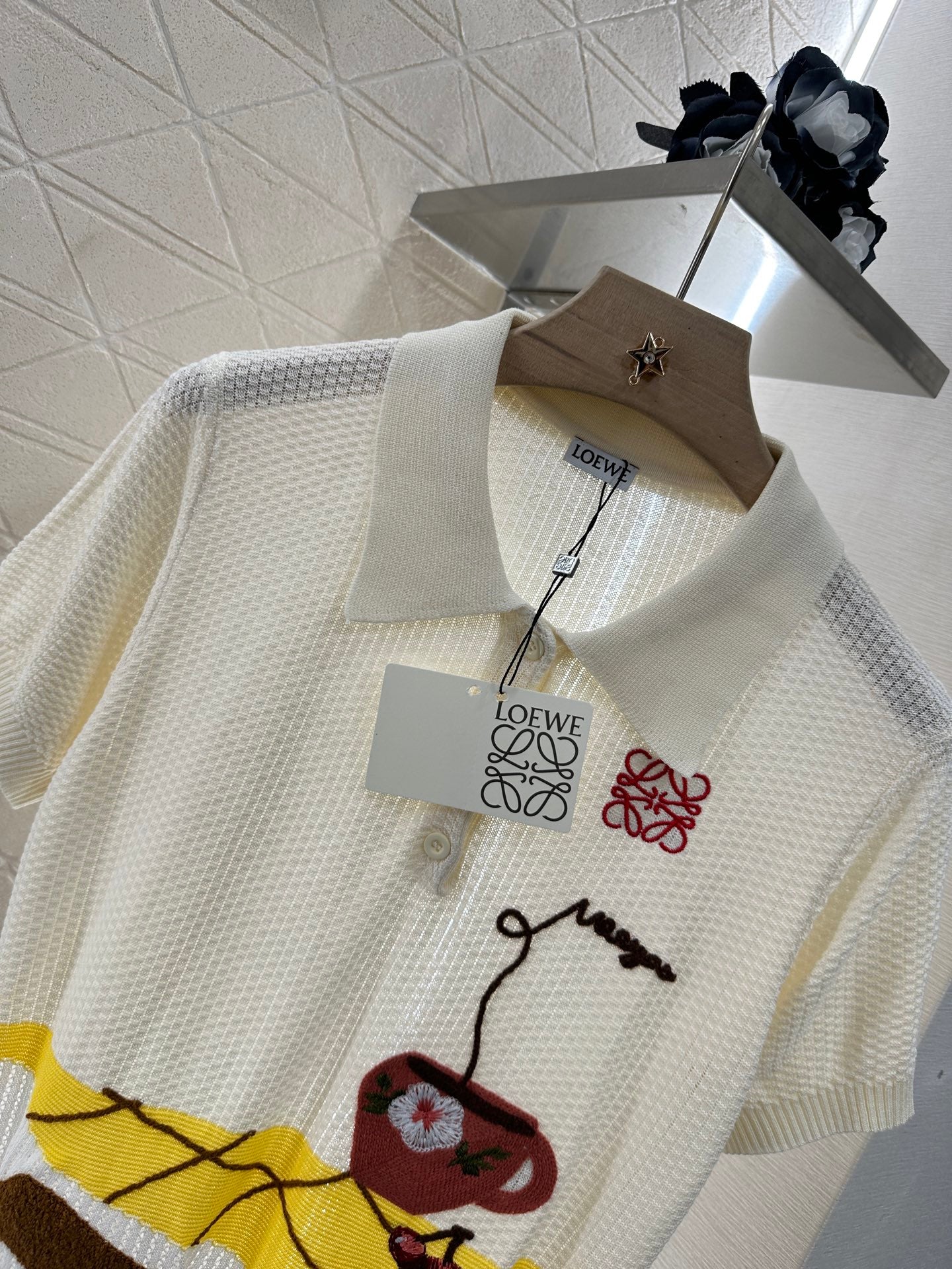 L*♥2025 new product Embroidered knitted short sleeves
