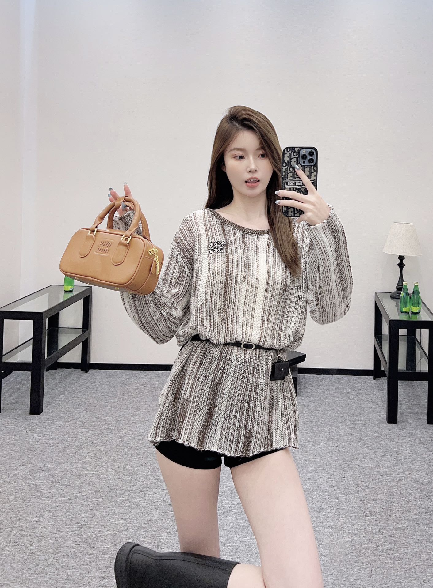 L*♥2025 new product Belt knitted top