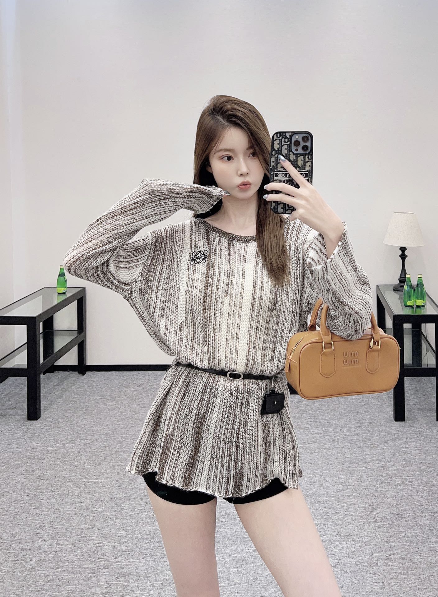 L*♥2025 new product Belt knitted top