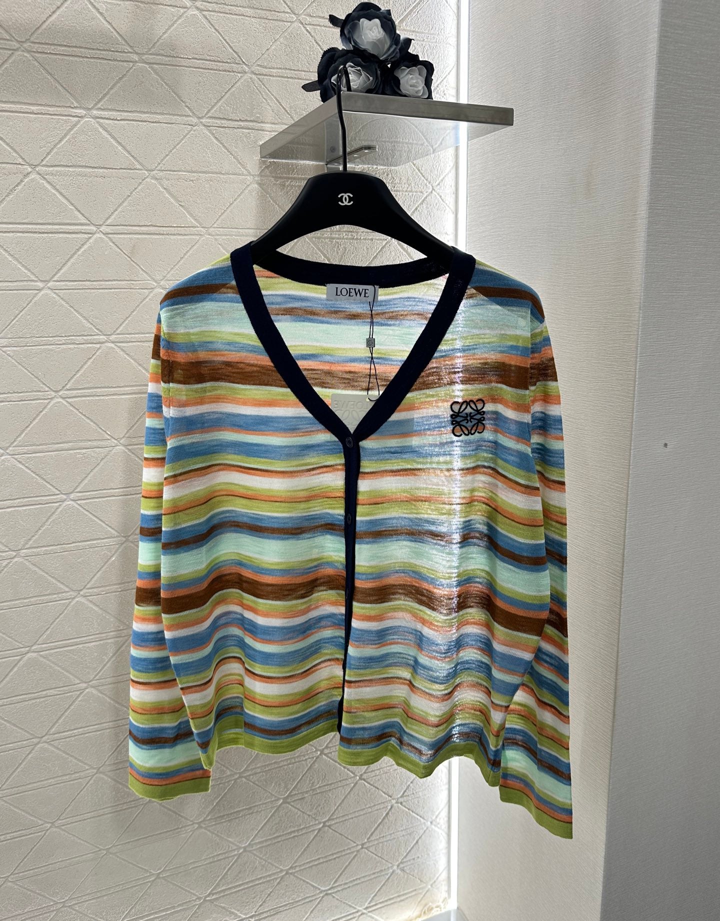 L*♥2025 new product Striped knitted cardigan