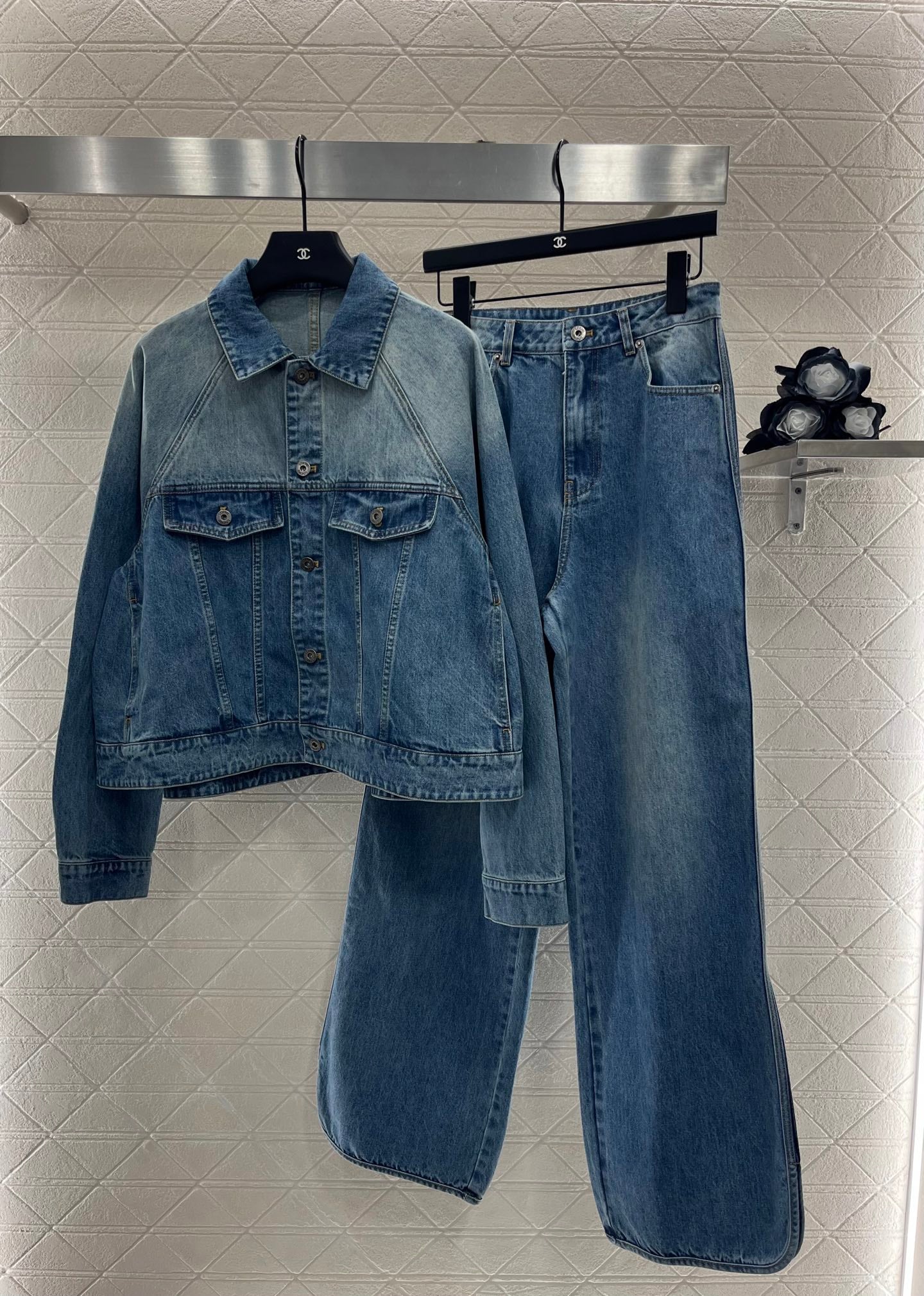 L*♥2025 new products Denim jacket and trousers set