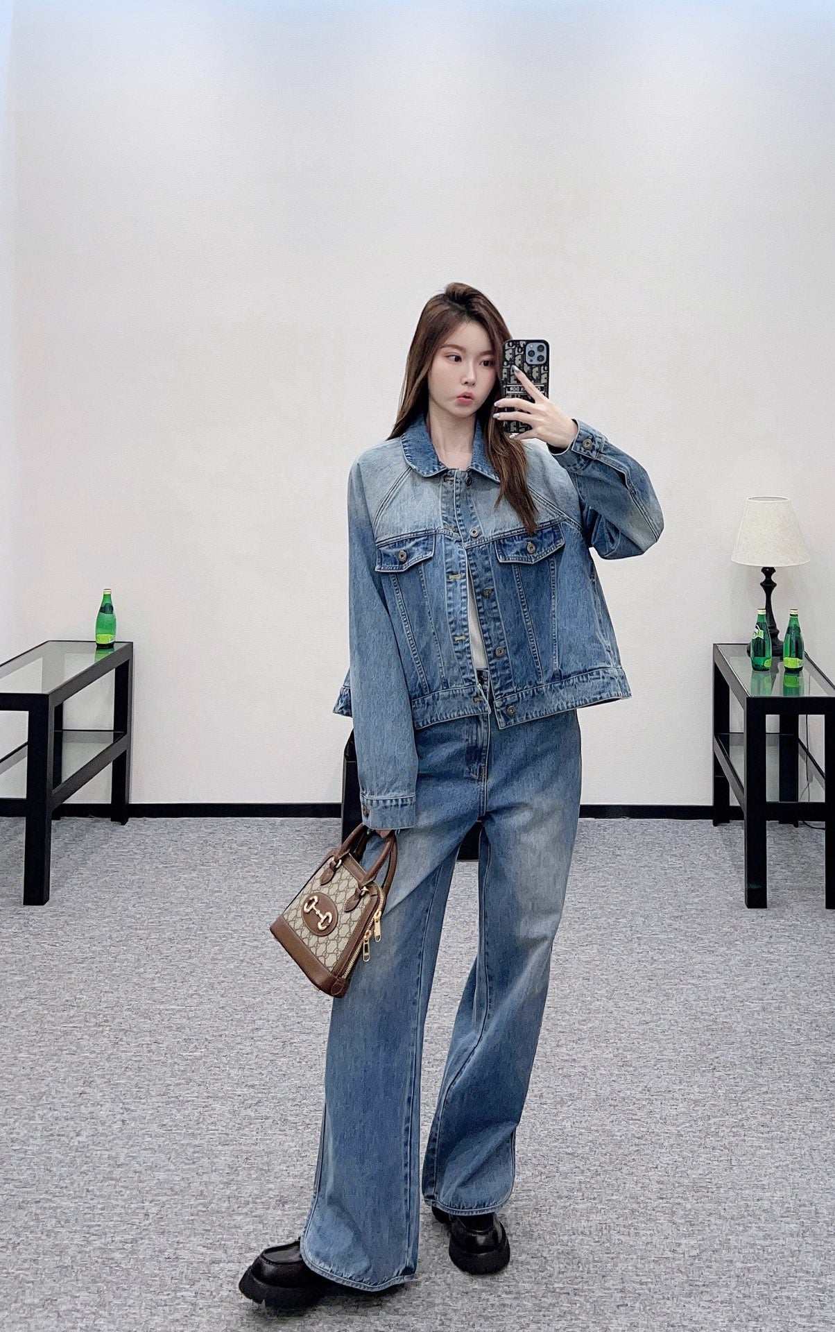 L*♥2025 new products Denim jacket and trousers set