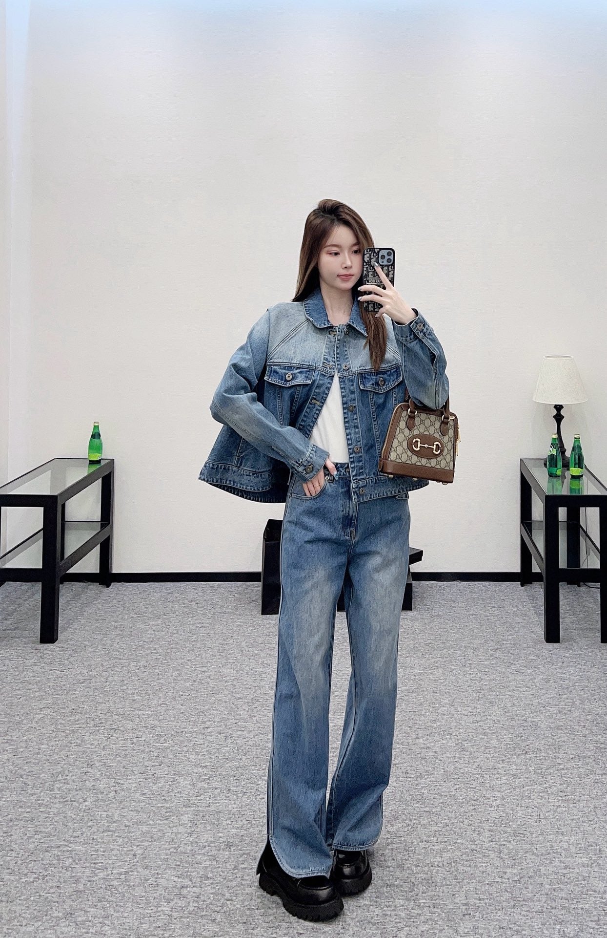 L*♥2025 new products Denim jacket and trousers set