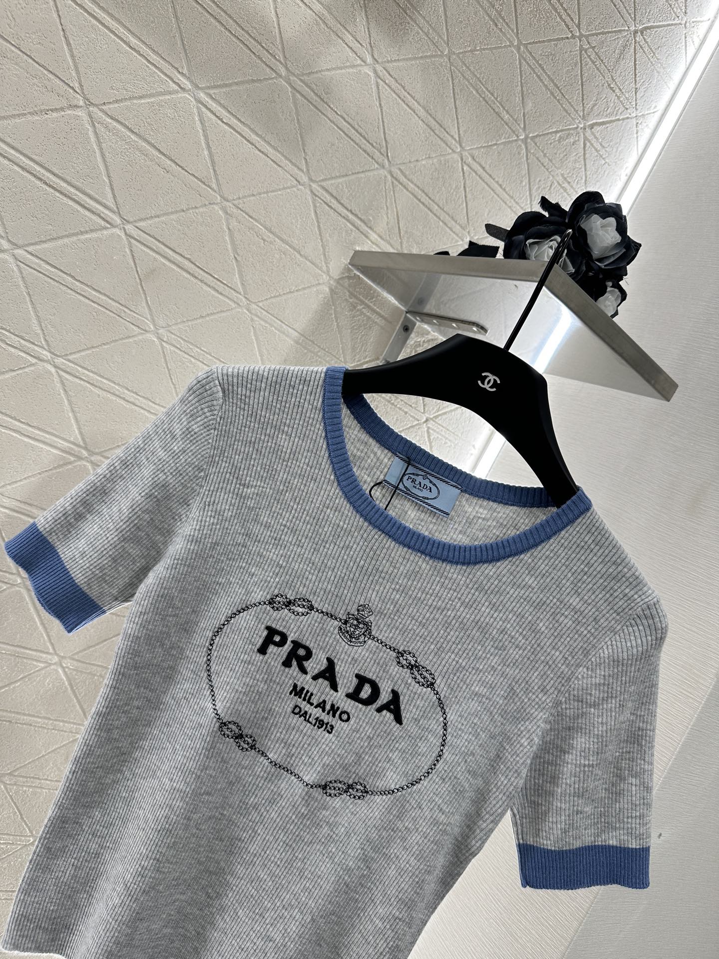 P*♥2025 new product Embroidered knitted short sleeves
