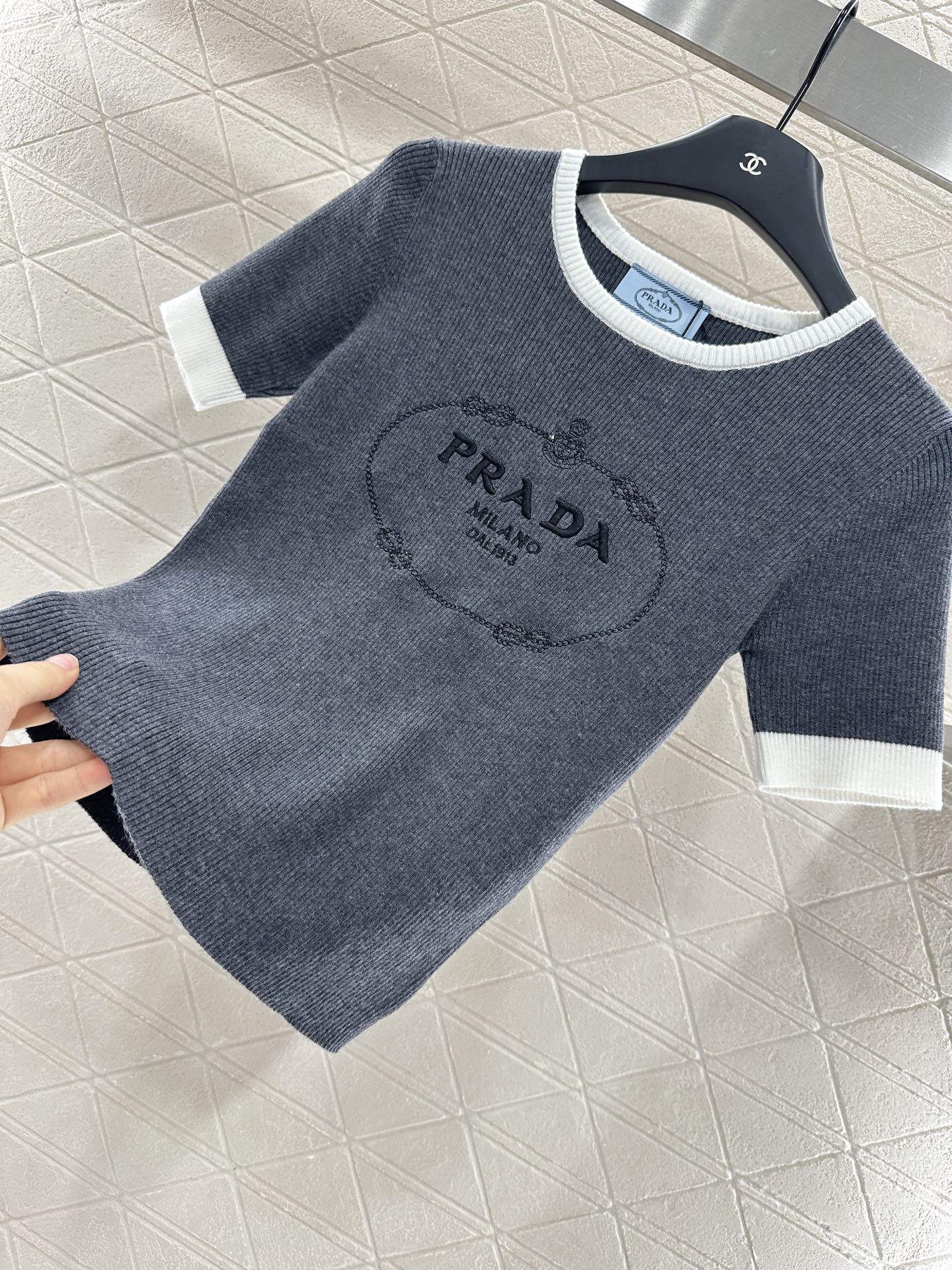 P*♥2025 new product Embroidered knitted short sleeves