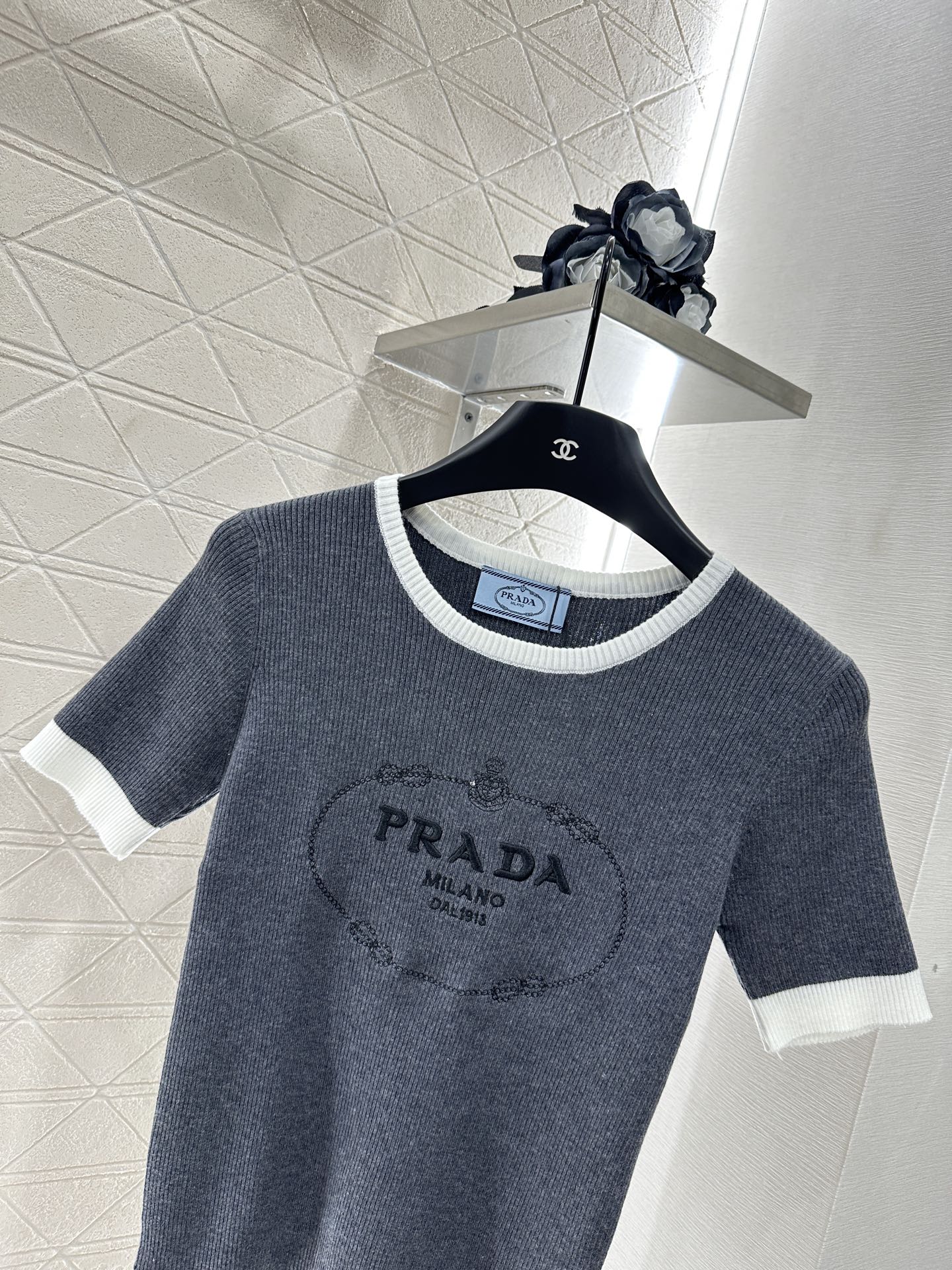 P*♥2025 new product Embroidered knitted short sleeves