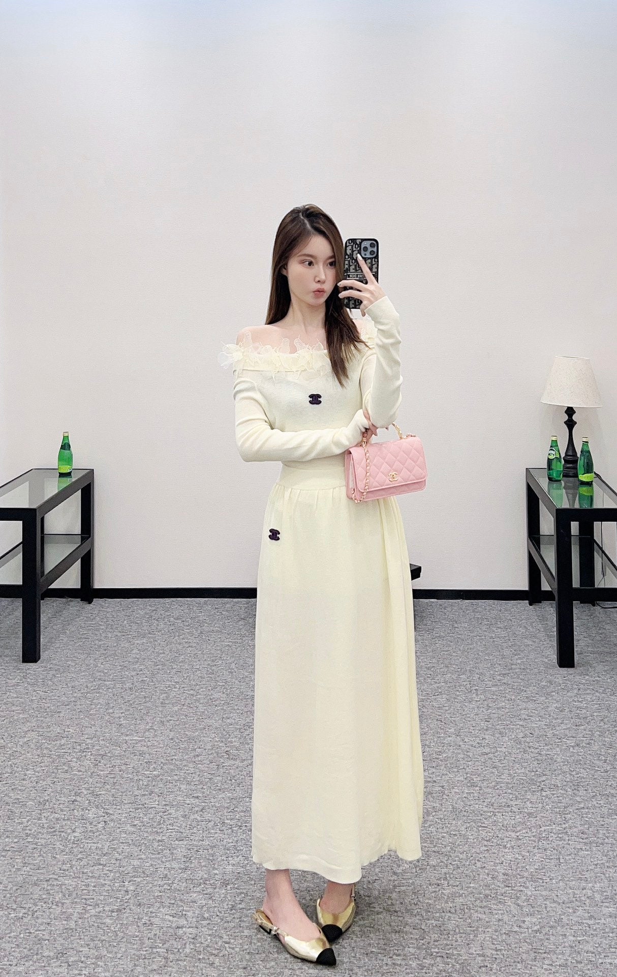 C*♥2025 New Arrival Knitted Long-Sleeved Skirt Set