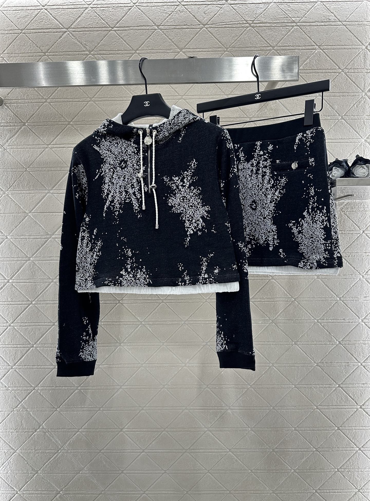 C*♥2025 New Arrival Hooded Sweatshirt and Skirt Set