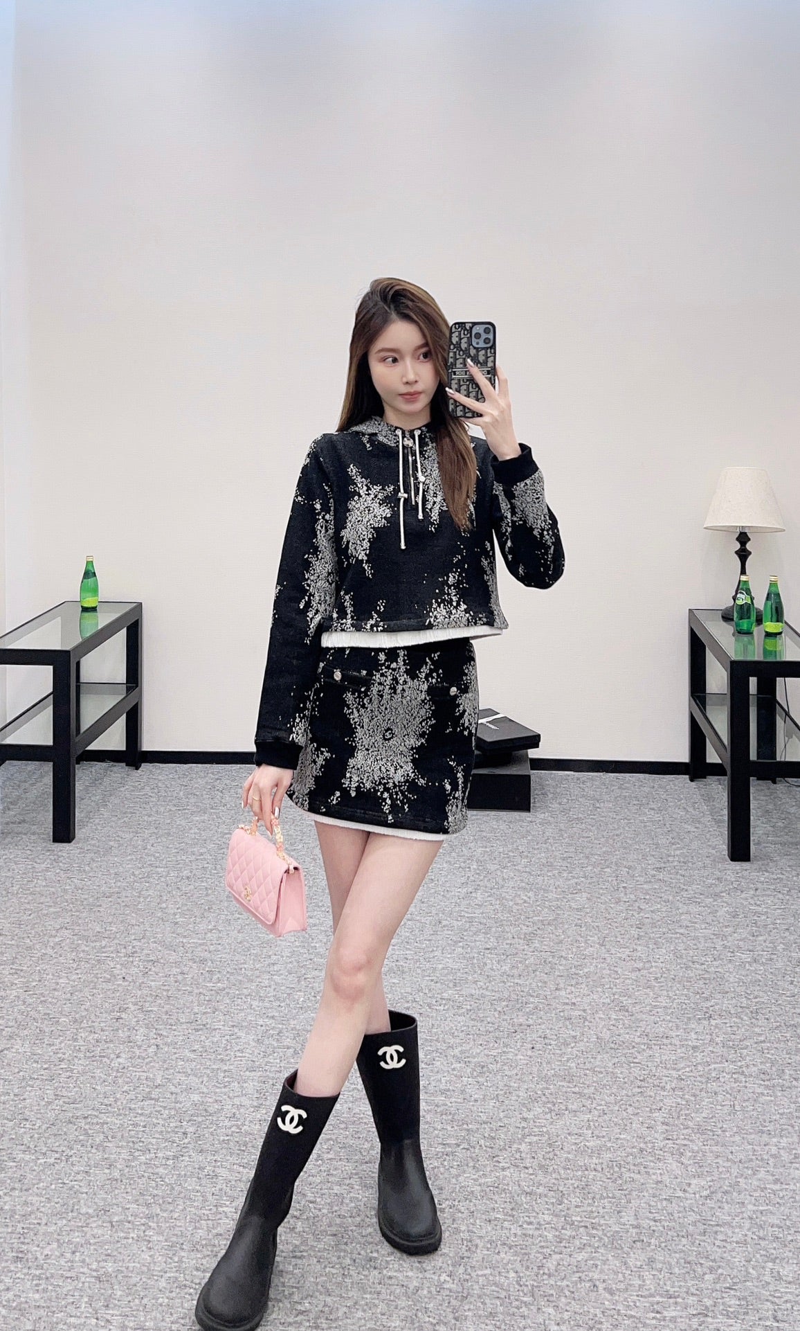 C*♥2025 New Arrival Hooded Sweatshirt and Skirt Set