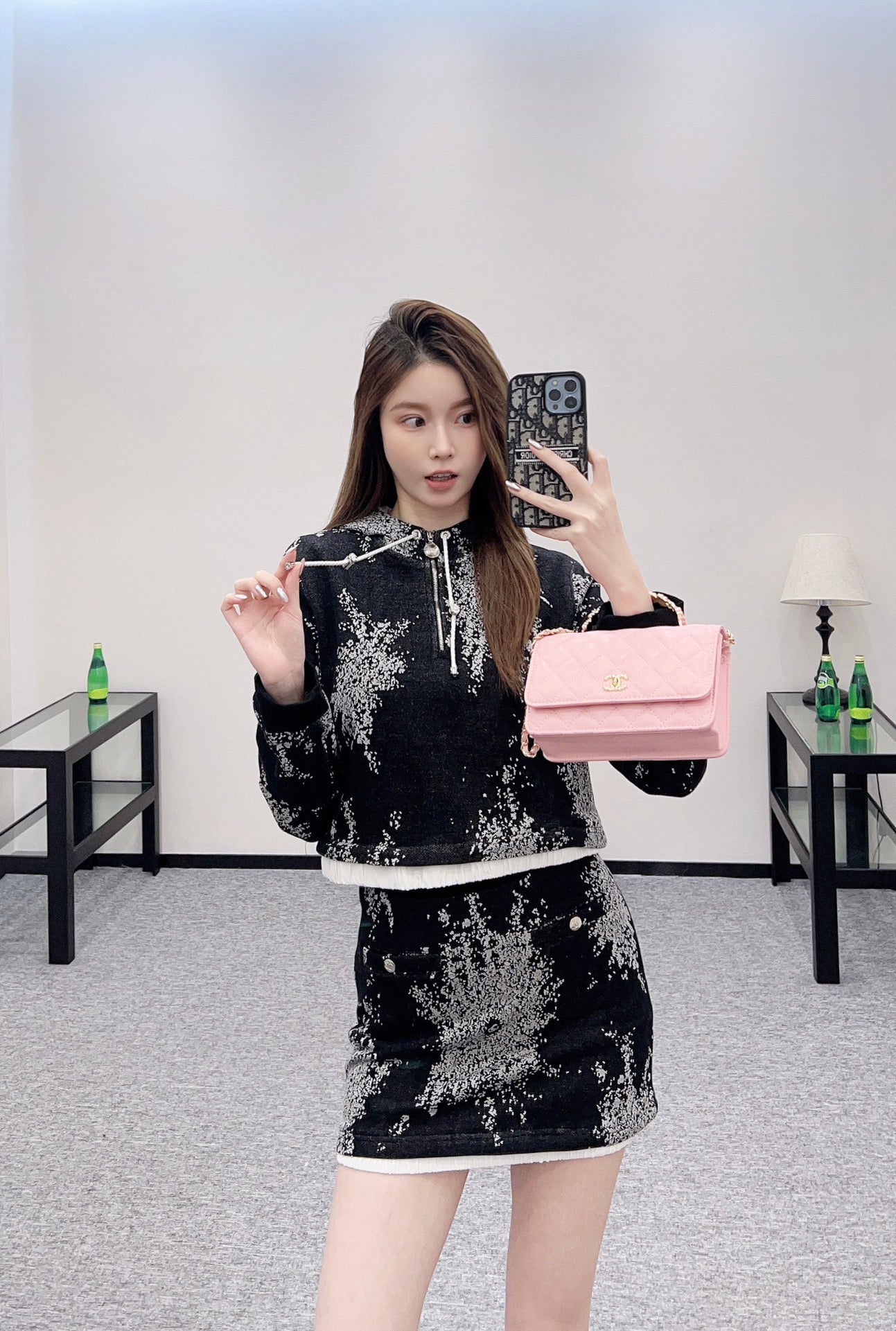 C*♥2025 New Arrival Hooded Sweatshirt and Skirt Set