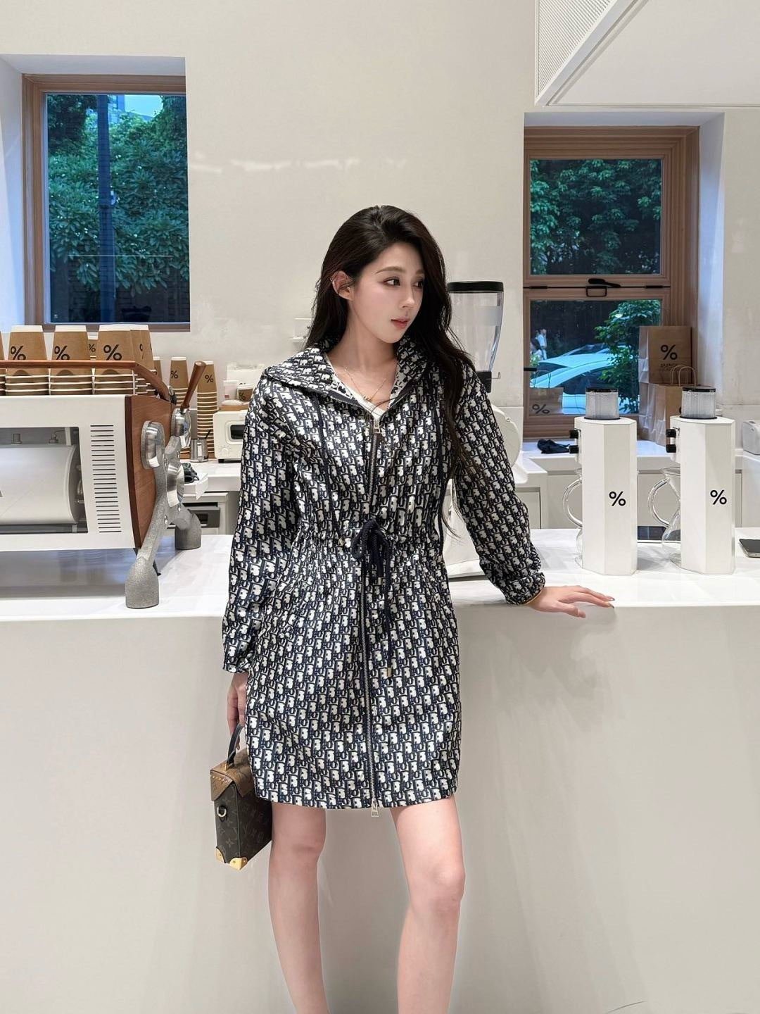 CD New hooded drawstring dress