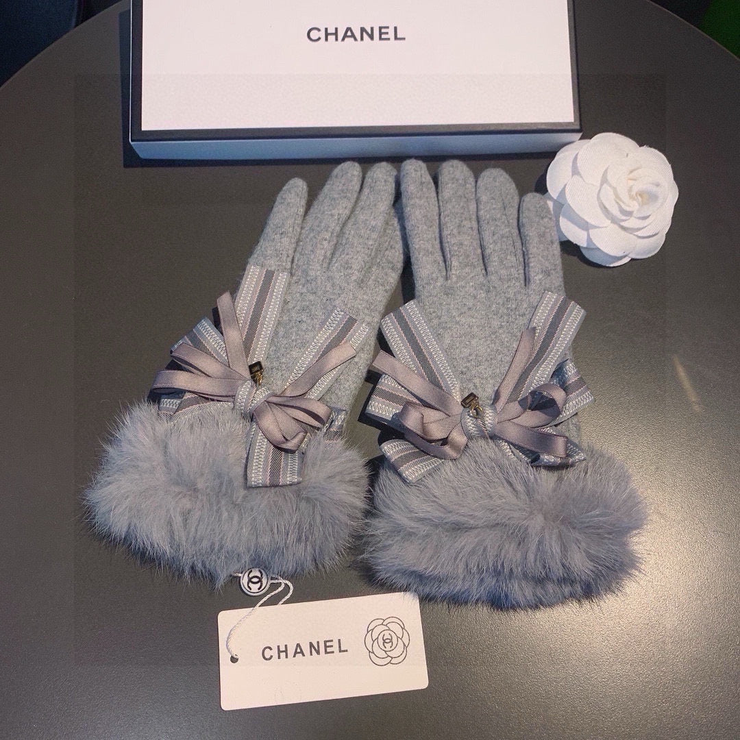 Chan Autumn and winter lazy rabbit fur wool gloves