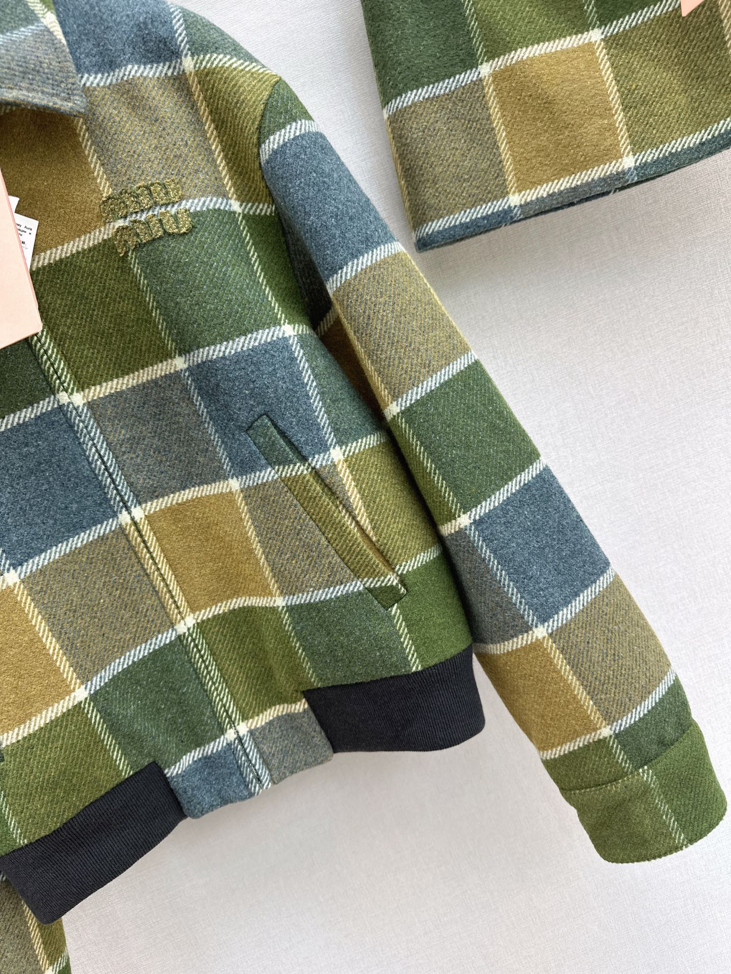 Miu NEW Retro plaid woolen coat