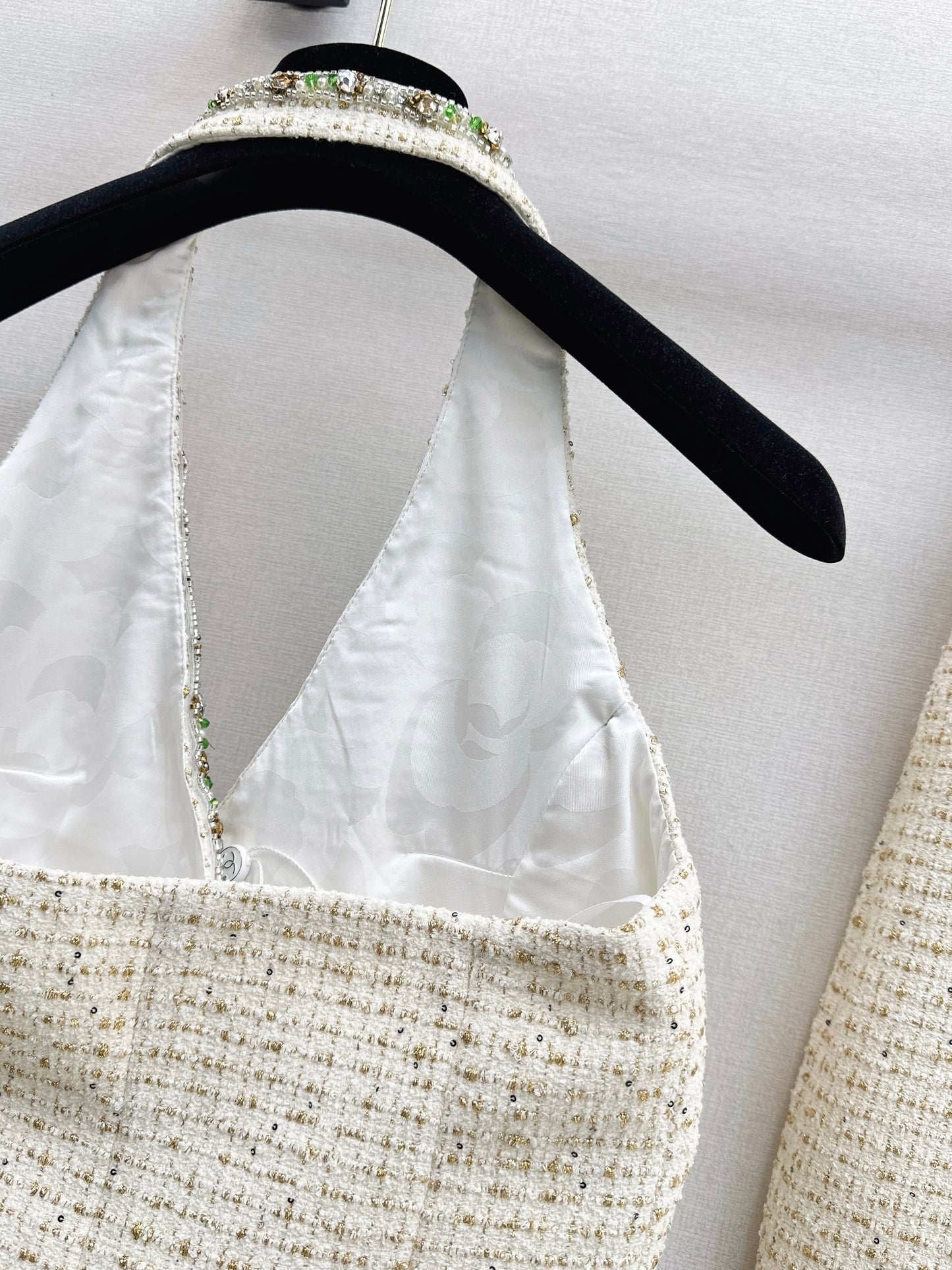 Chan NEW rhinestone cropped halter vest