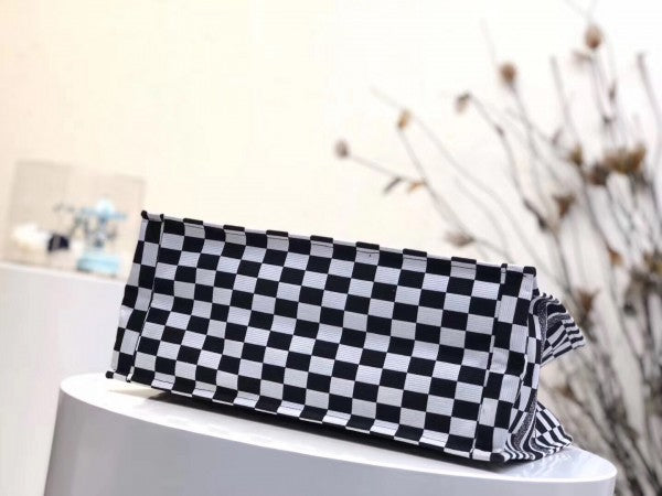 Book Tote Bag  Checkered Canvas