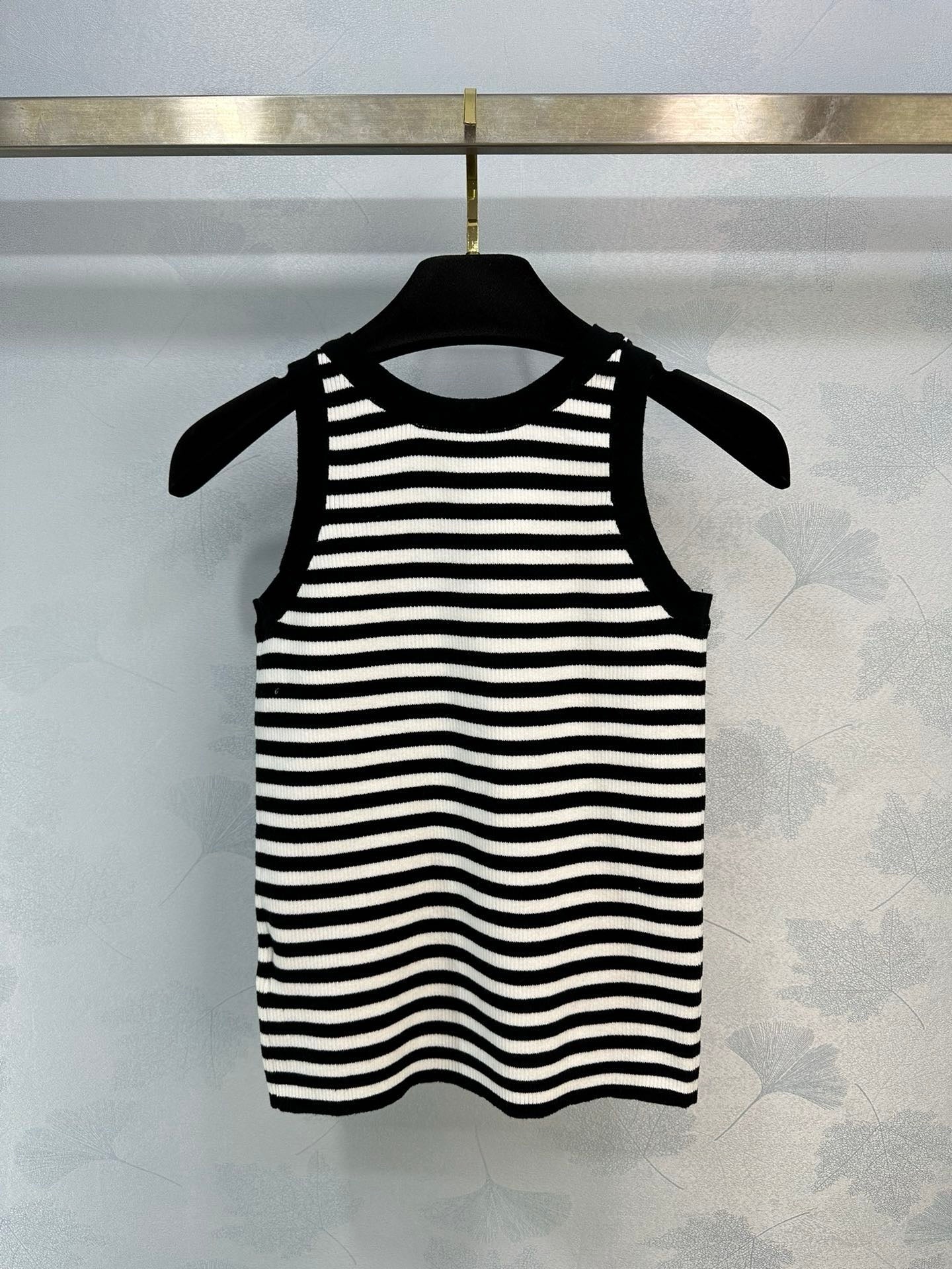 Button Striped Knit Vest